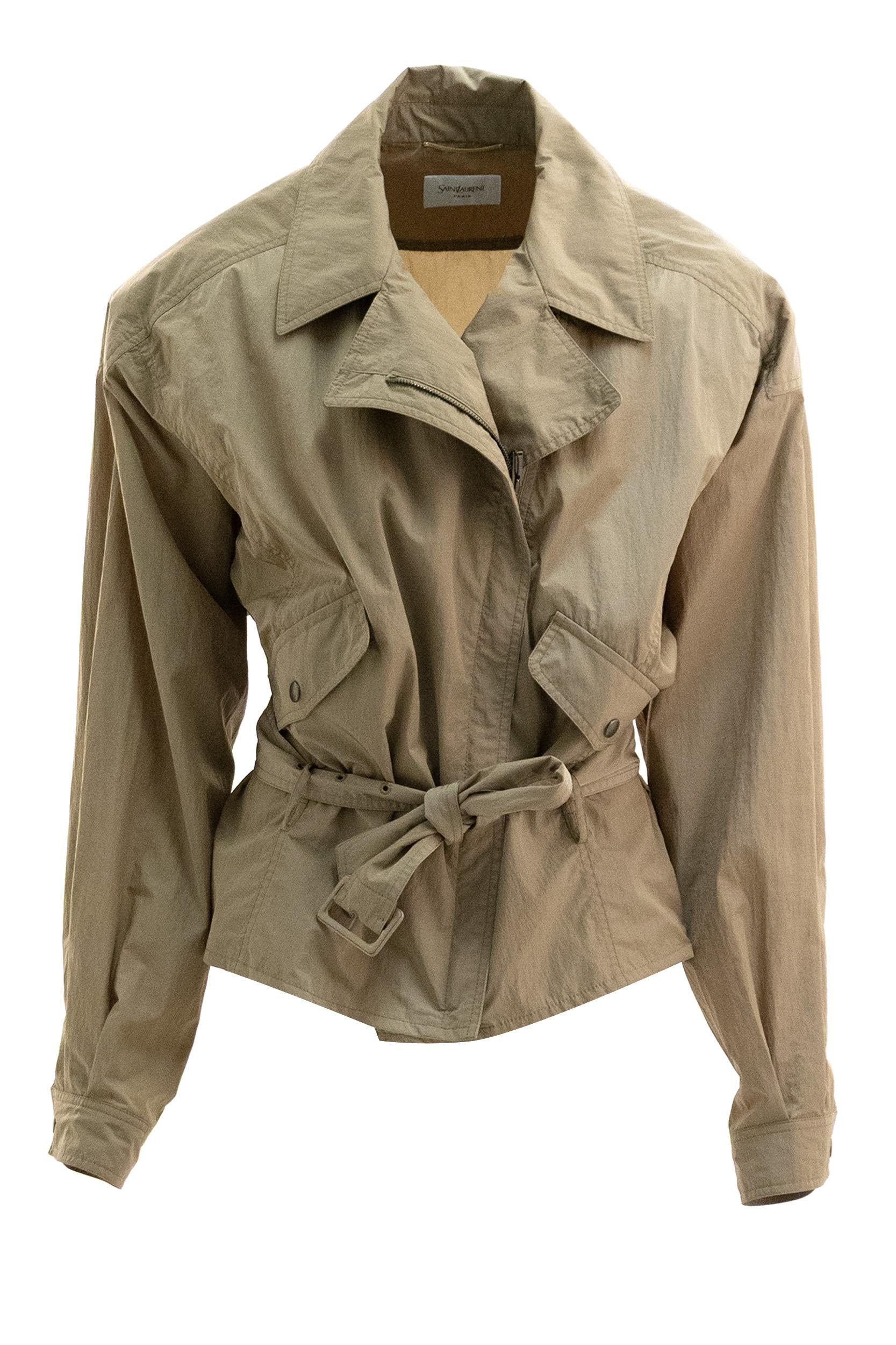 Trench corto in nylon di colore beige<BR/> 866196 YZ9GH 2576 SAINT LAURENT 