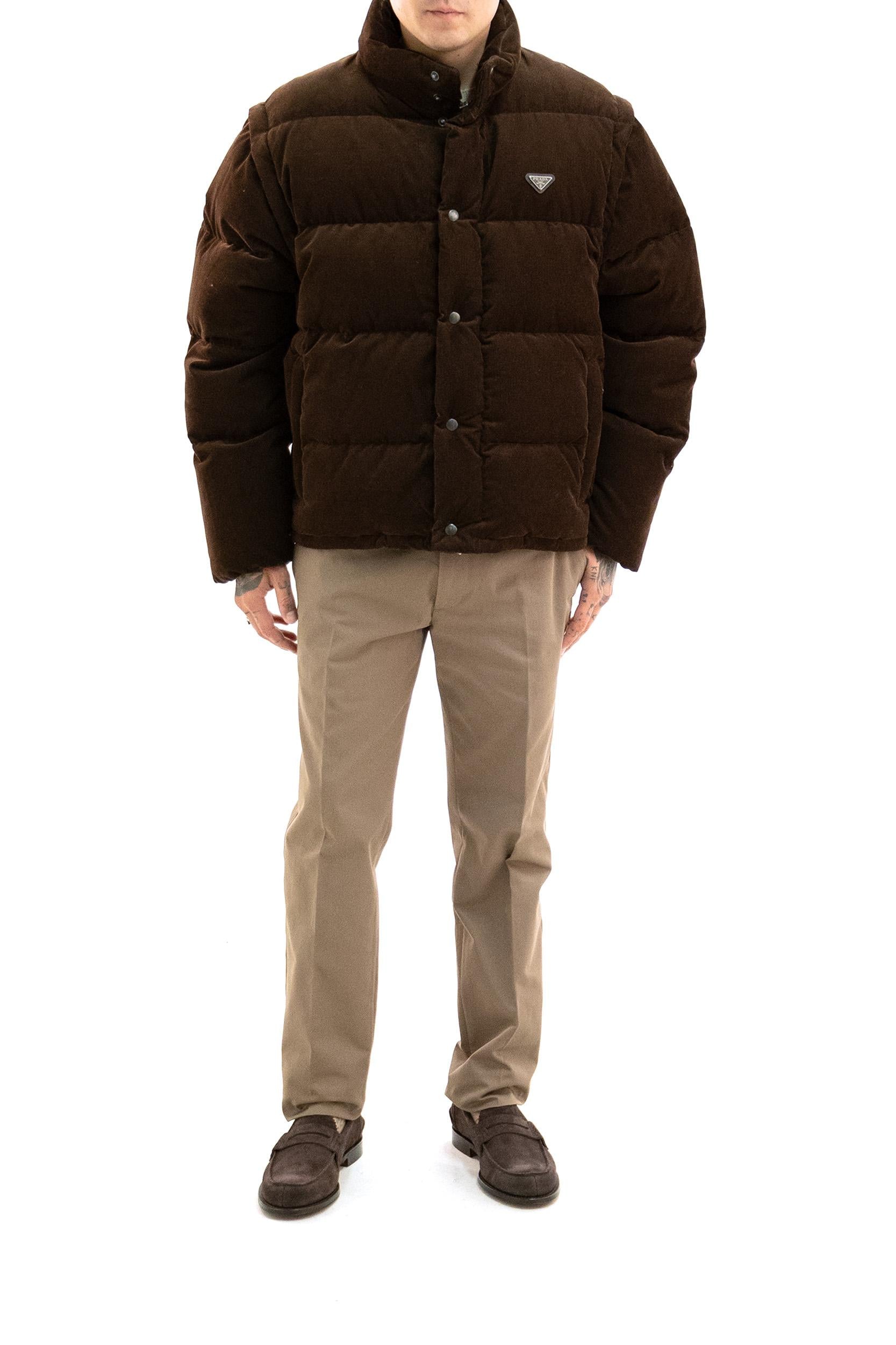 Piumino in velluto coste color marrone<BR/> SGC946 S OOO 1JHC F0324 PRADA 