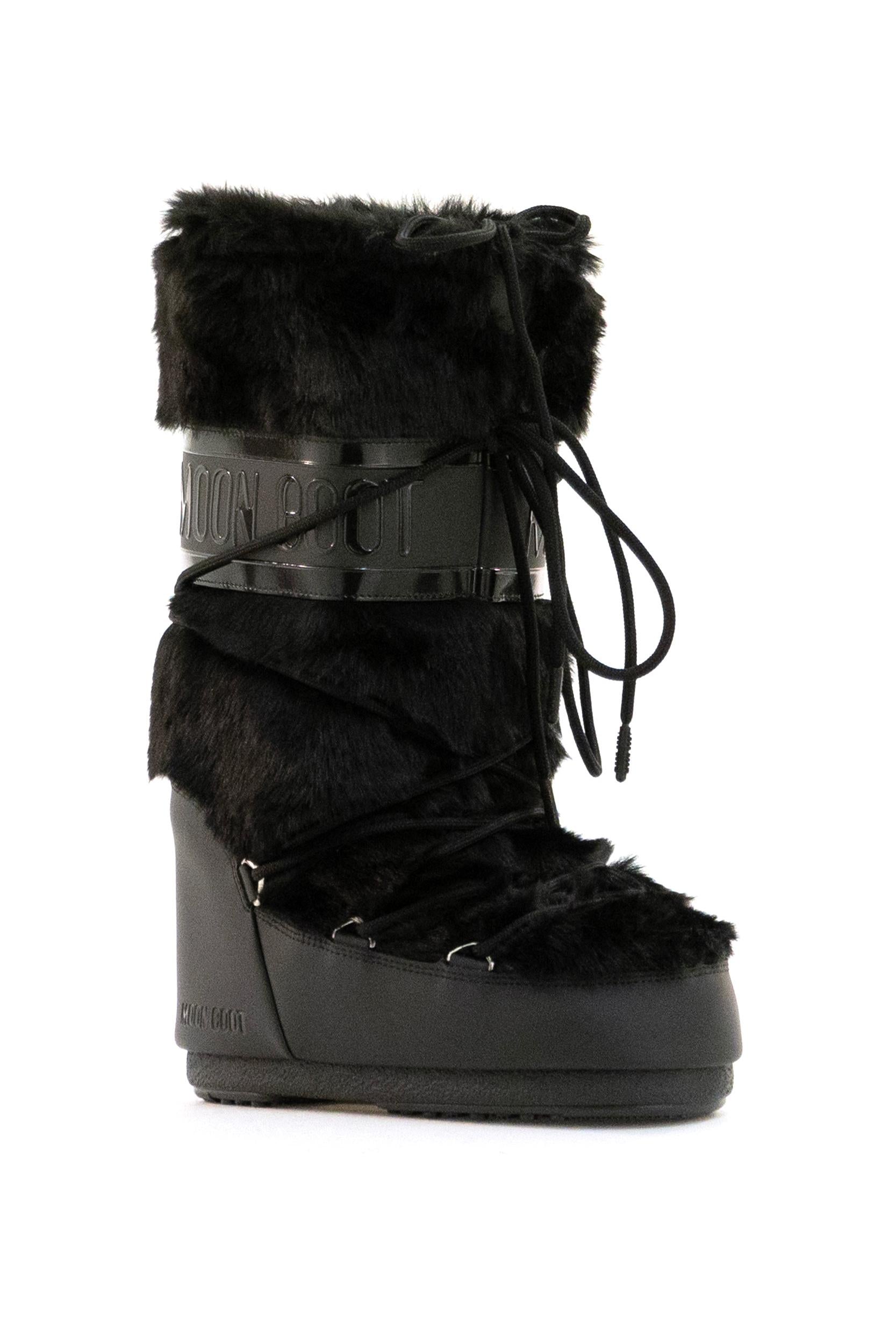 Stivali da neve Moon Boot Icon in ecopelliccia color nero<BR/> 80D1408900 N001 MOON BOOT 