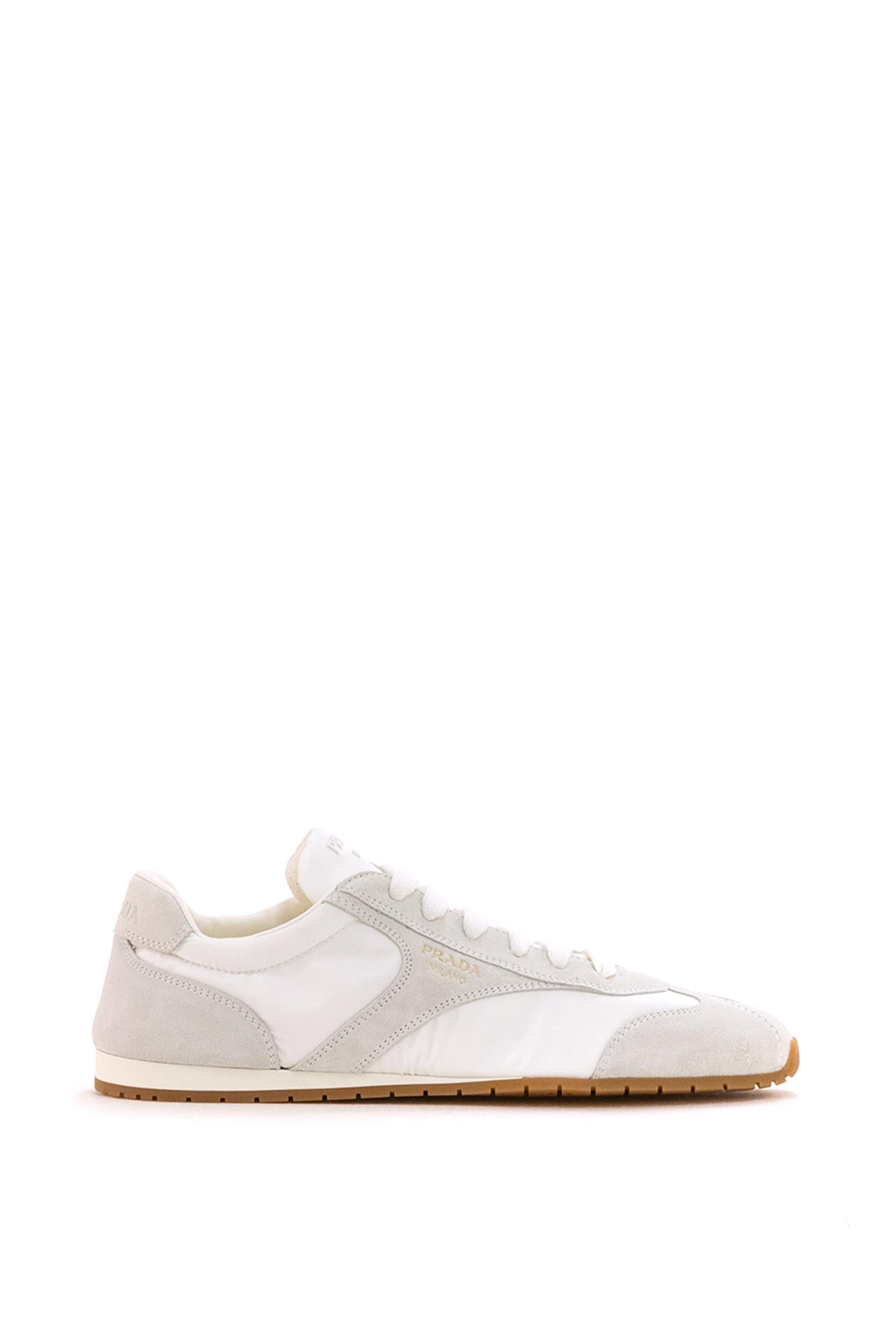 Sneakers in nylon e suede di colore bianco<BR/> 1E152O F D020 D7C F0009 PRADA 