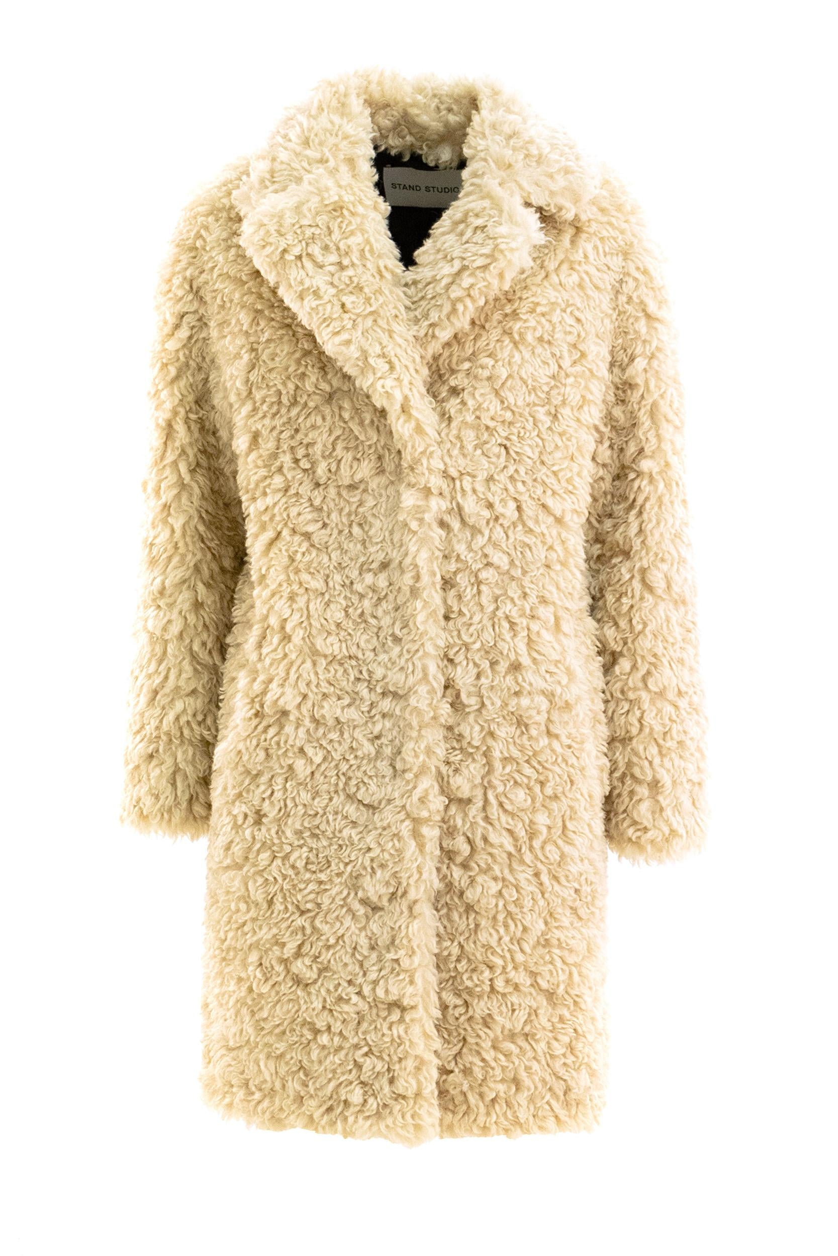 STAND STUDIO Cappotto lungo in pelliccia sintetica di colore beige <BR/> 61137-9061 10210 STAND STUDIO 