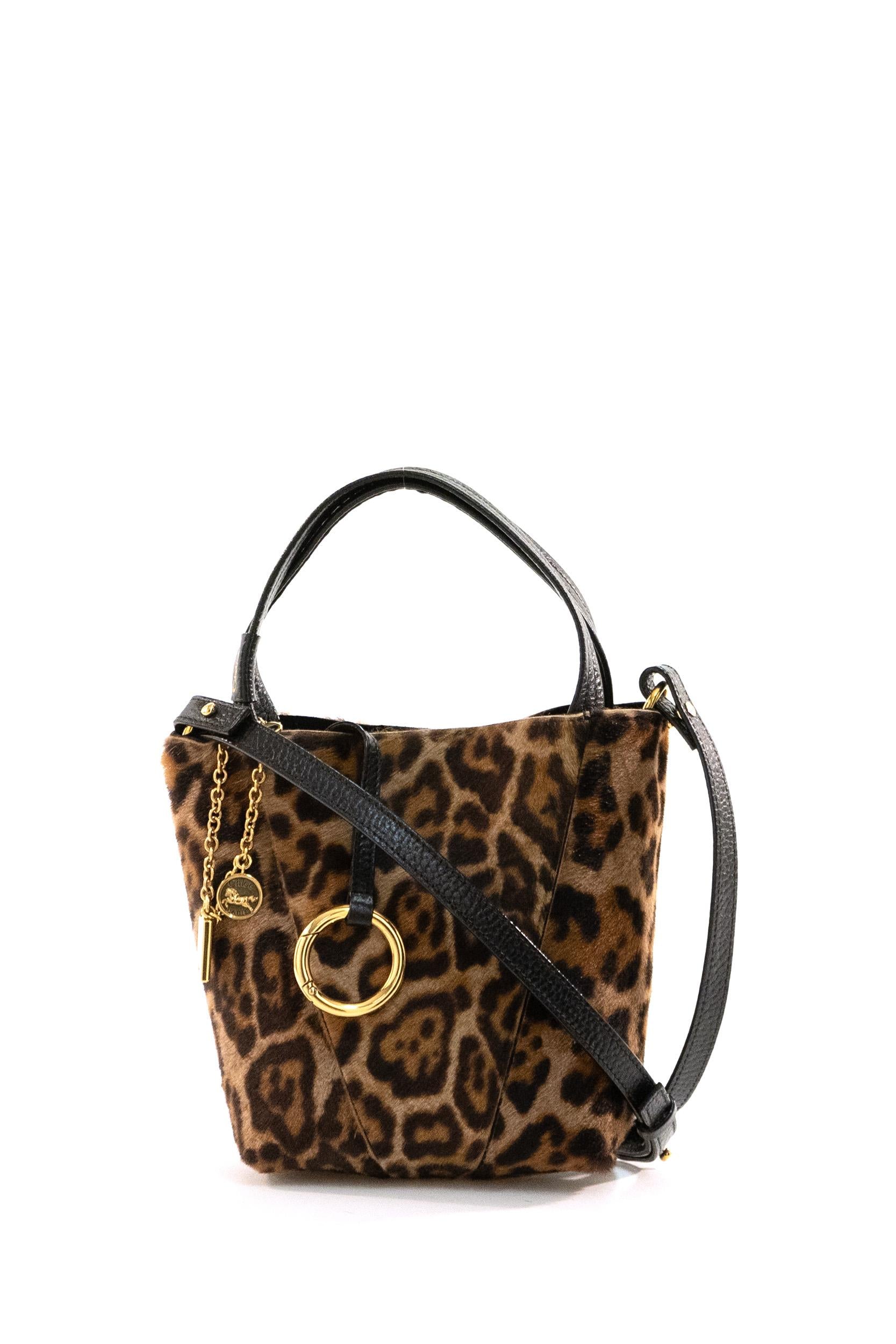 Borsa Spin in shearling con stampa leopardata<BR/> 25WS812Q20 220 CHLOE' 