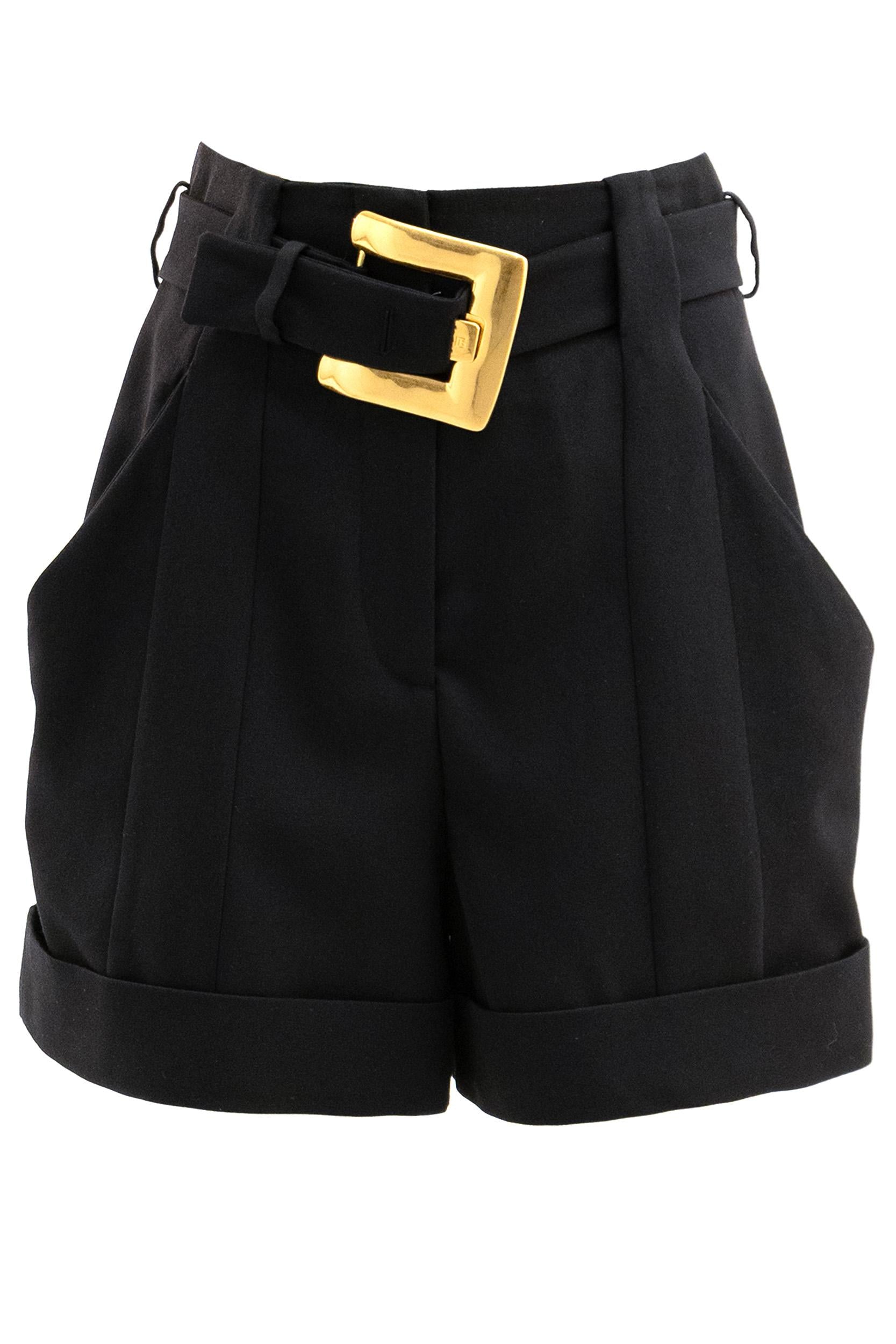 Shorts in grain de poudre di colore nero <BR/> GF1PA375WC09 0PA BALMAIN 