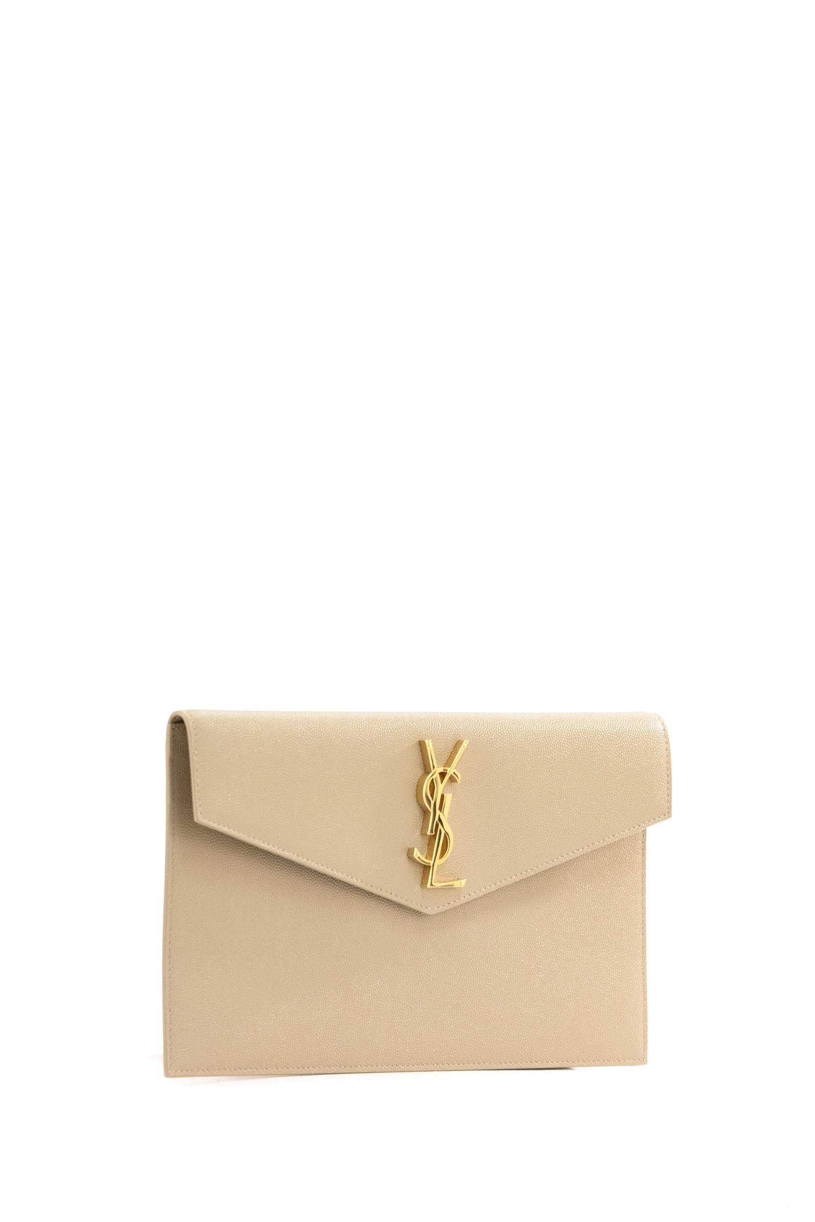 Pochette Uptown in pelle grain de poudre beige 565739 1GF0J 2721 SAINT LAURENT 