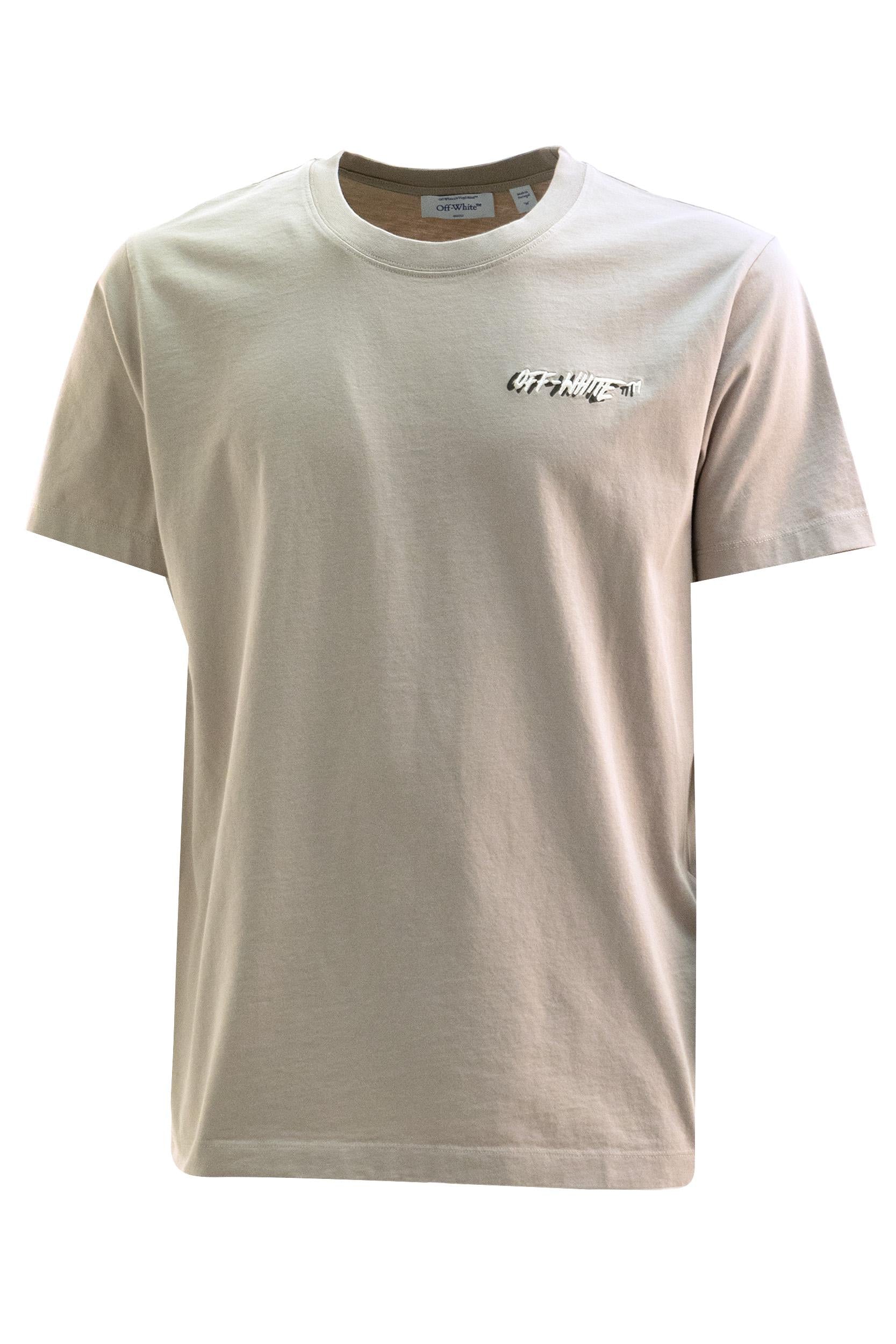 T-shirt in cotone di colore beige<BR/> 44MAA027S26J00A250 FADE STONE OFF WHITE 
