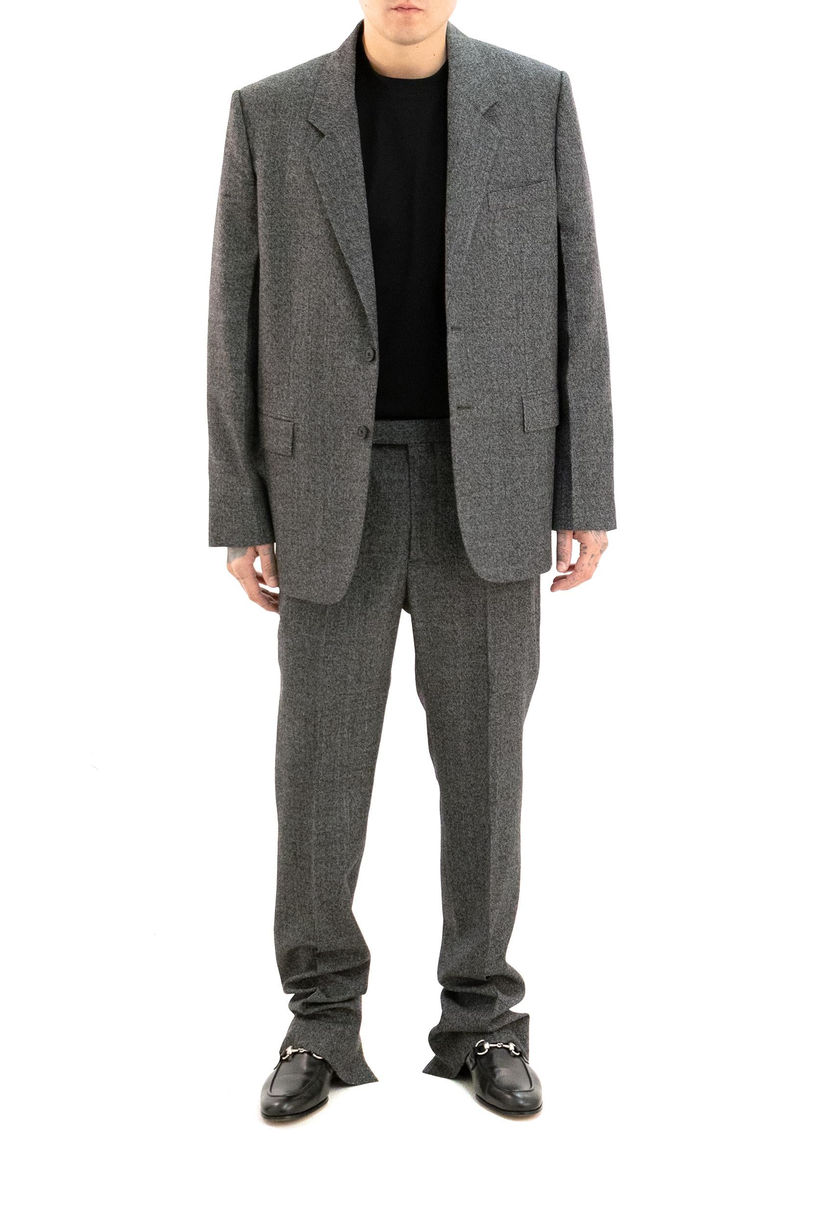 Giacca monopetto in mouliné di lana color grigio<BR/> 850092 Z7AXC 1070 GUCCI 