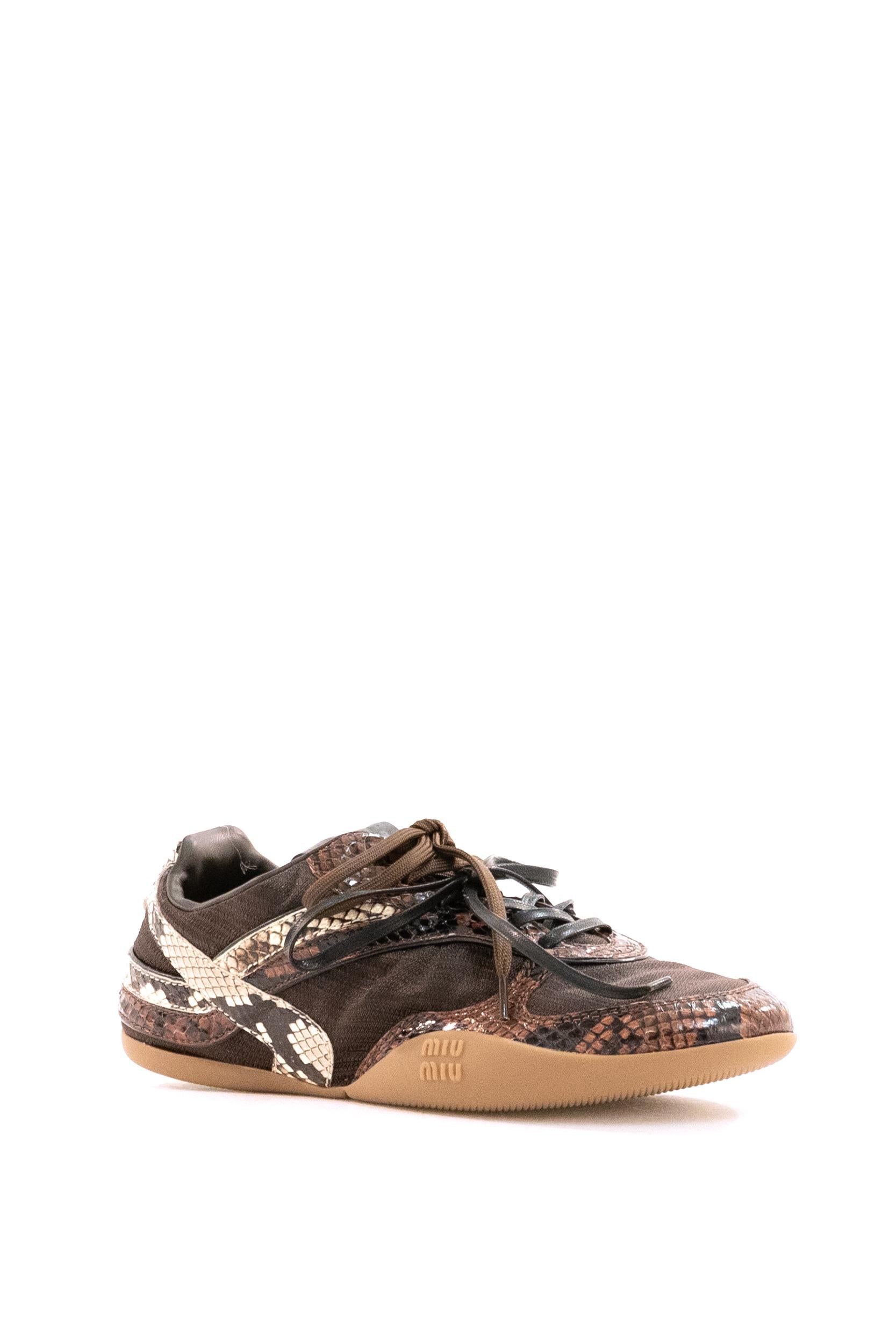 Sneakers Gymnasium in tessuto tecnico e Ayers stampa pitone<BR/> 5E428E F B005 3ZL4 F0Q70 MIU MIU 