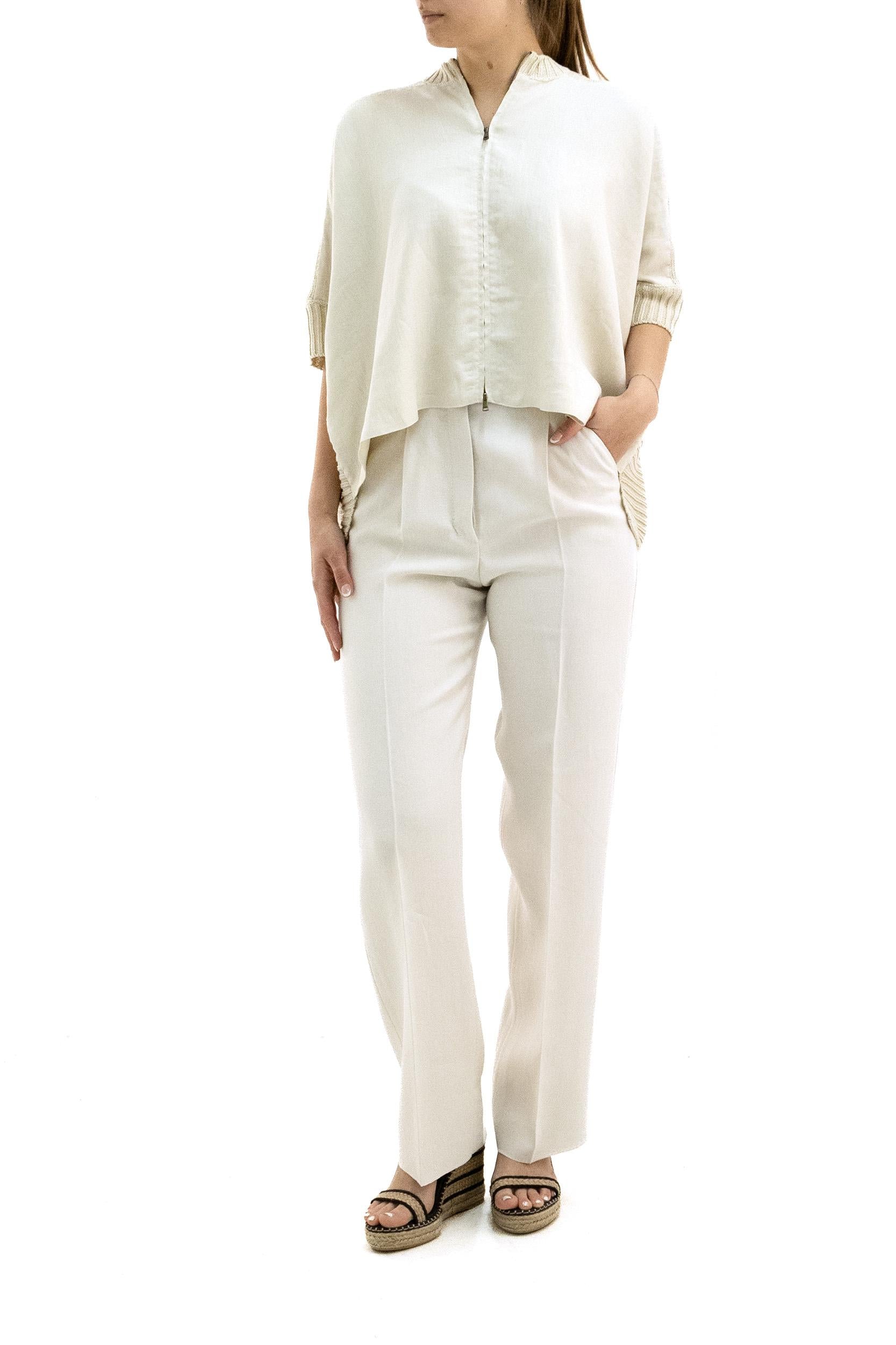Cardigan in lino color avorio<BR/> MXMERESIA 001 MAX MARA 