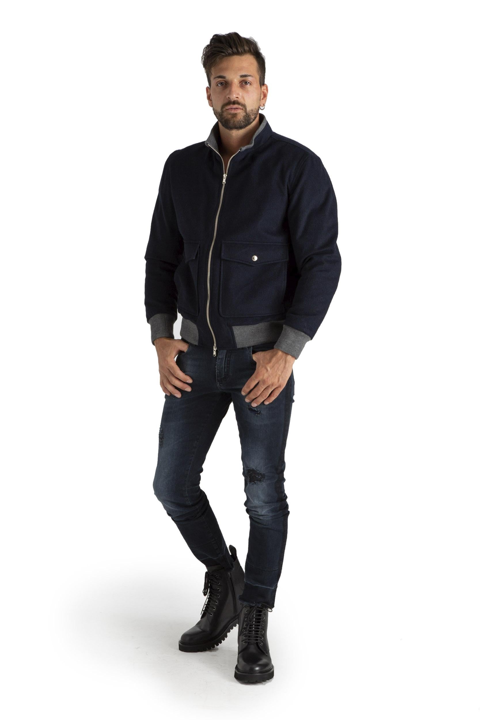 Bomber con collo alto e tasche<BR/> CGPKEV_140 16 BARBA 