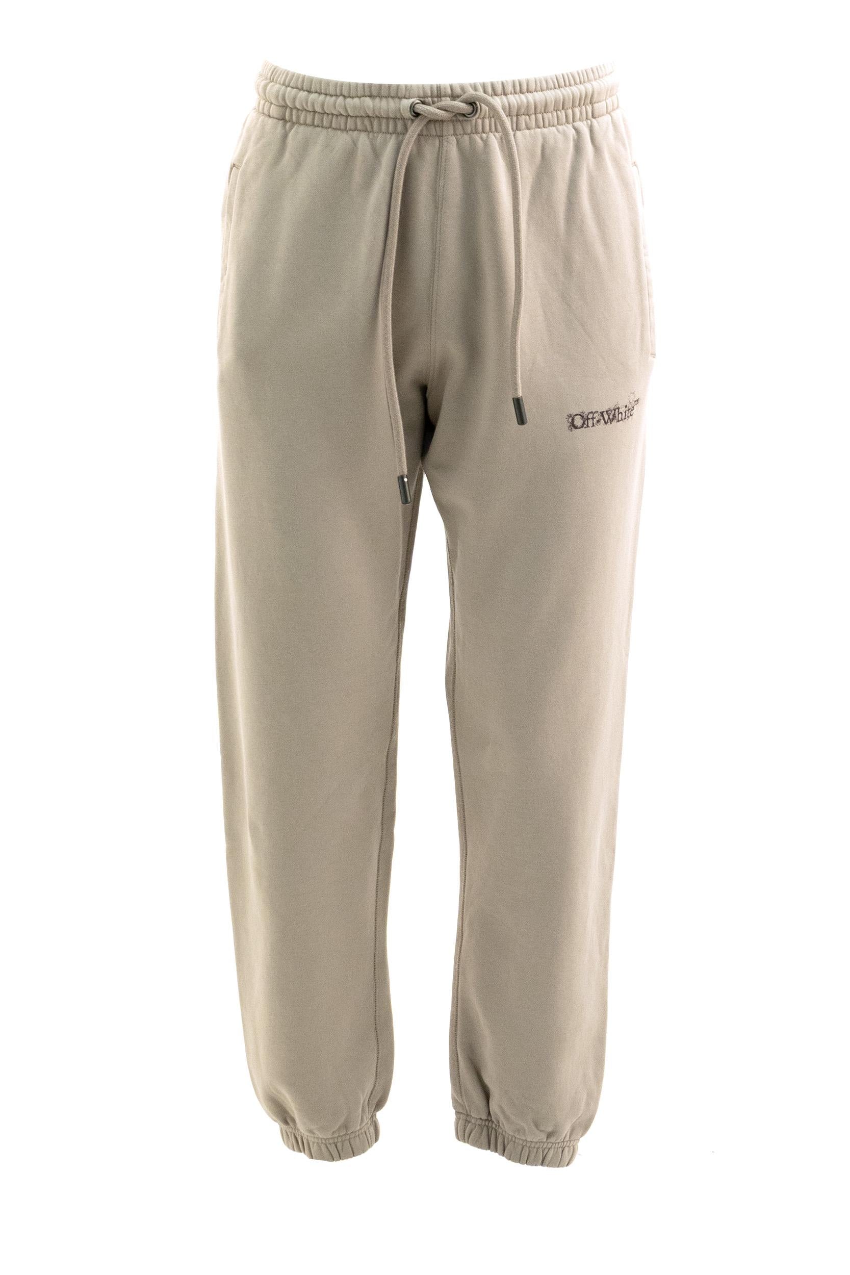 Pantaloni jogging in cotone di colore beige<BR/> 44MCH057S26F001250 FADE STONE OFF WHITE 