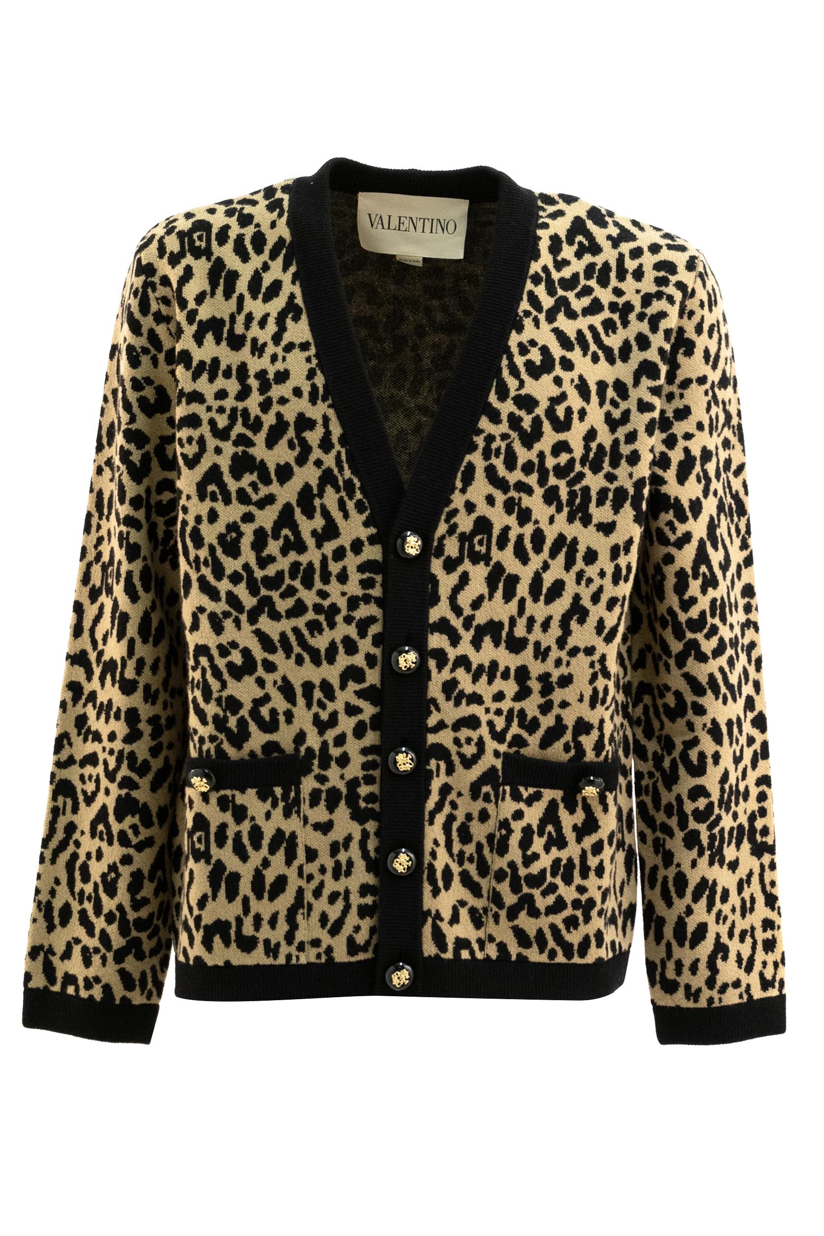 Cardigan In Lana Animalier<BR/> 8V3KA06EBC1 AN2 VALENTINO GARAVANI 