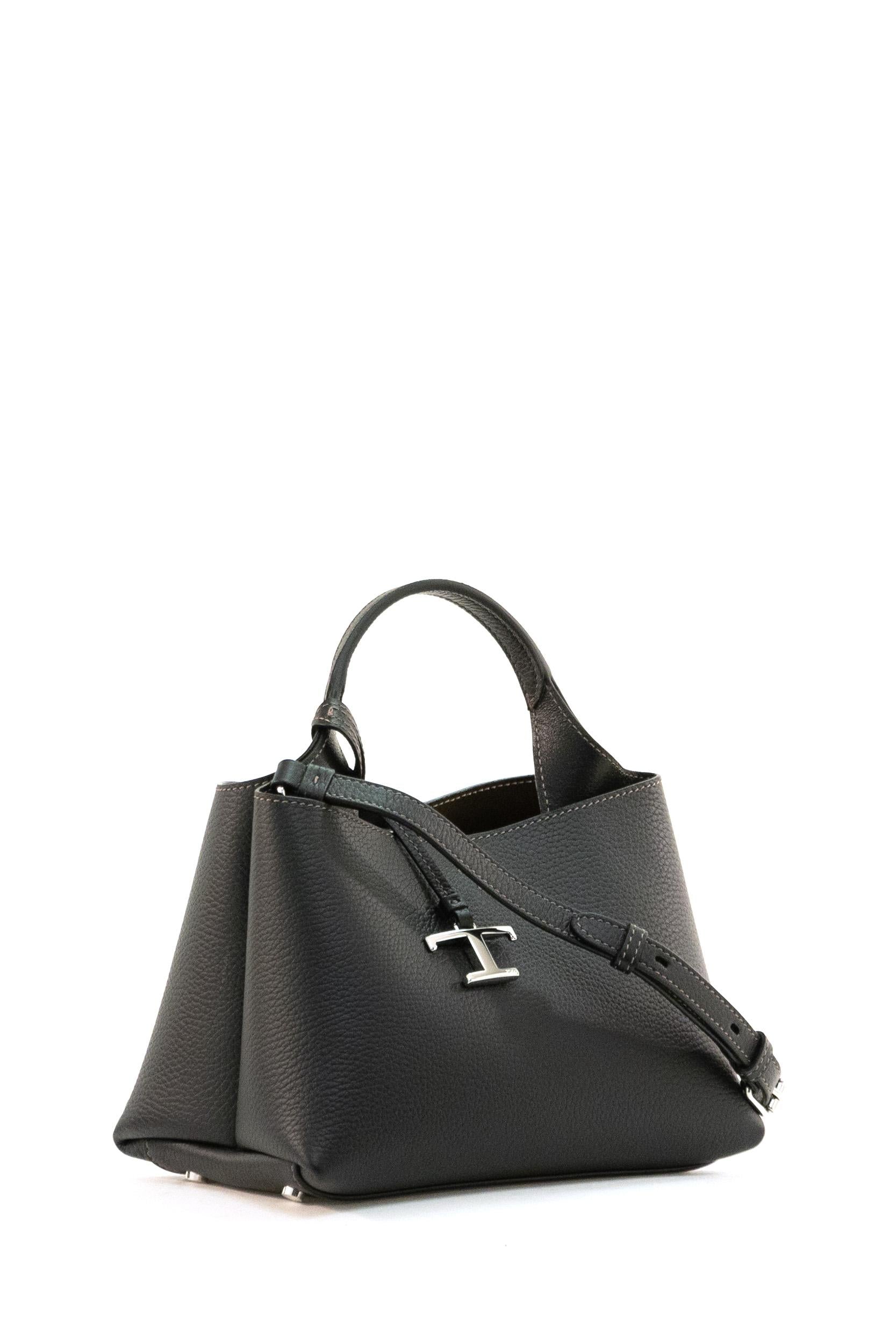 Borsa a mano in pelle martellata di colore nero<BR/> XBWAPAEL000QRI B999 TOD'S 