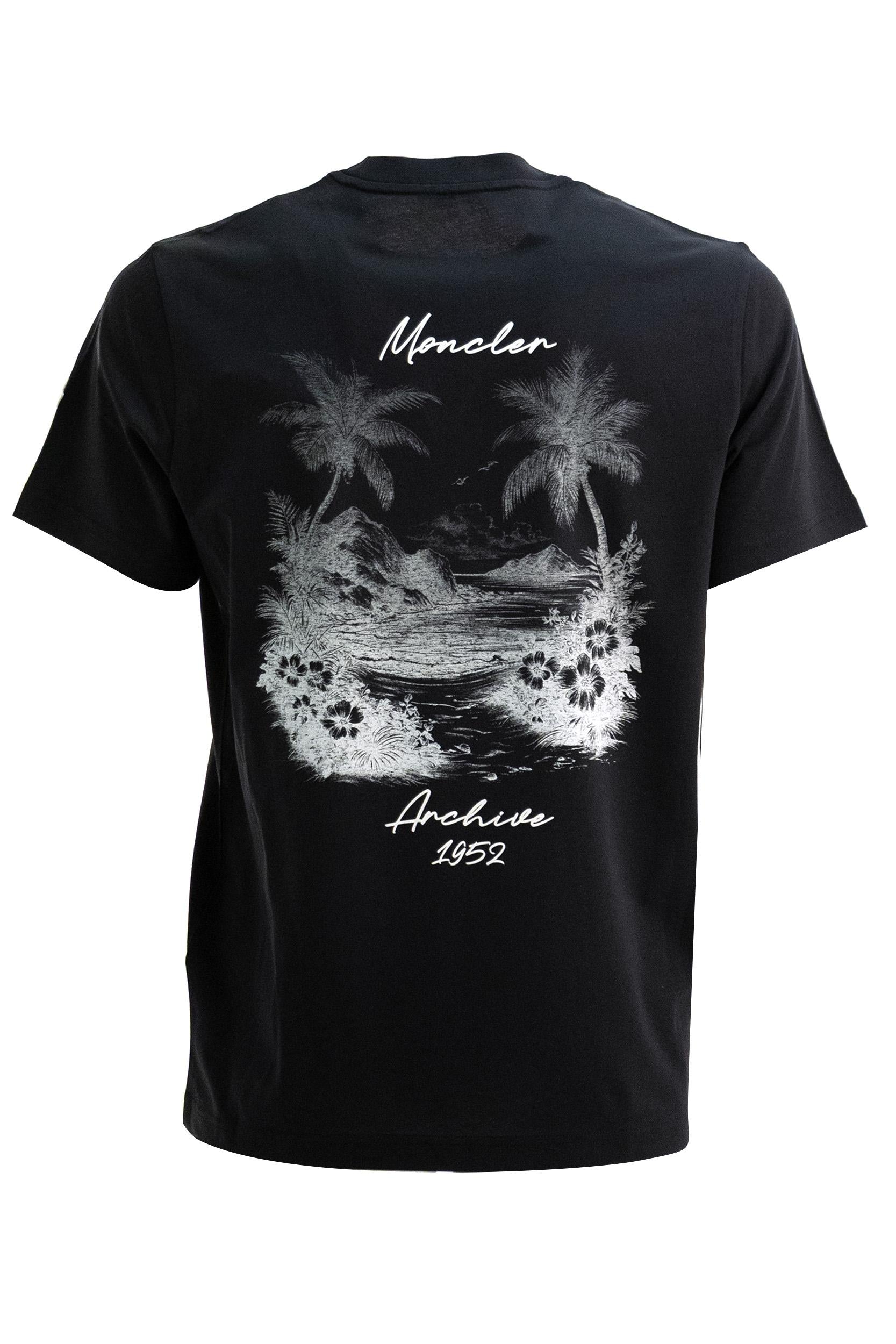 T-shirt con Stampa Archivio in Cotone<BR/> 8C000-72 89B8Q 778 MONCLER