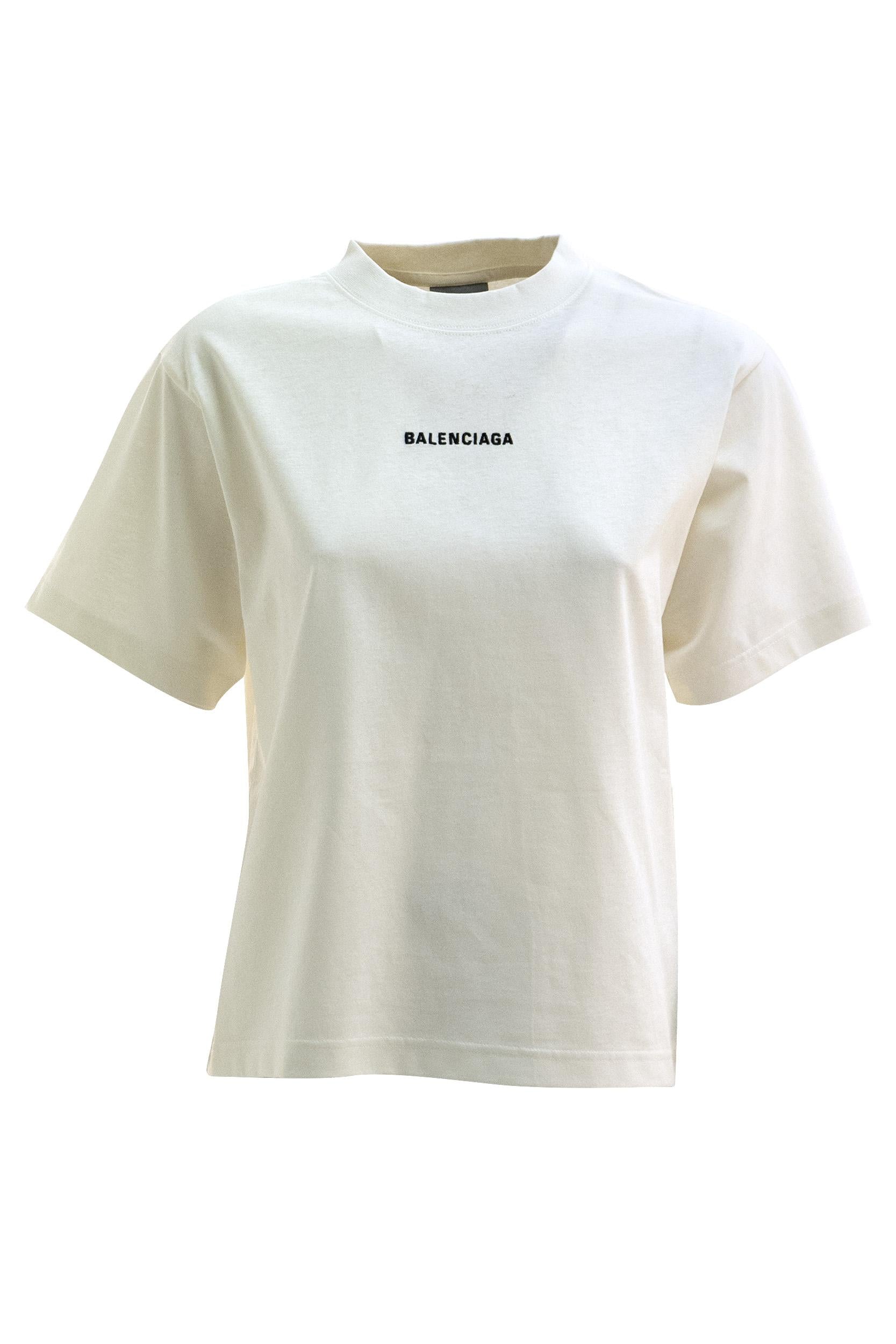 T-Shirt Balenciaga Back in jersey dry color crema<BR/> 850990 TTVJ1 9020 BALENCIAGA