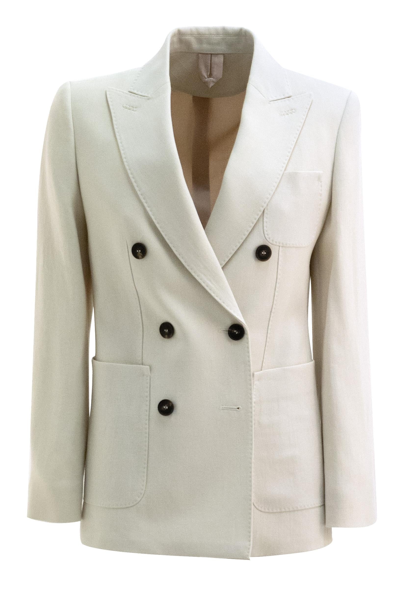 Giacca doppiopetto in canapa color avorio<BR/> MXMGEL 001 MAX MARA 