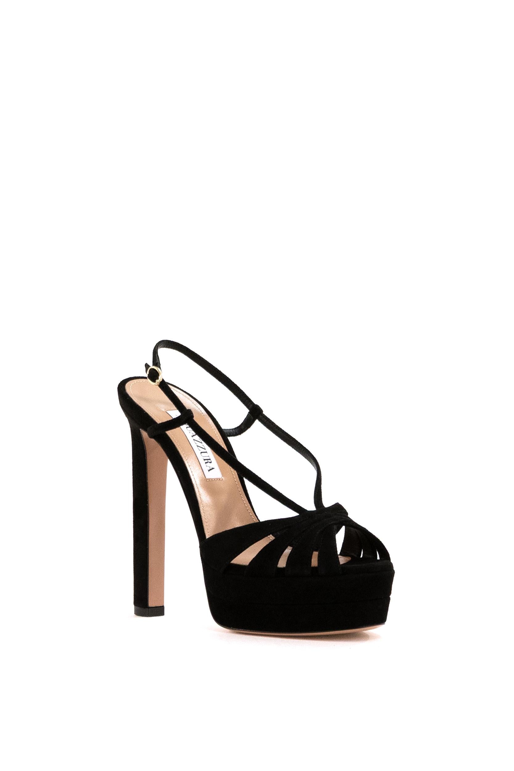 Sandali in suede di colore nero<BR/> AEEHIGB0-SUE BLACK AQUAZZURA 