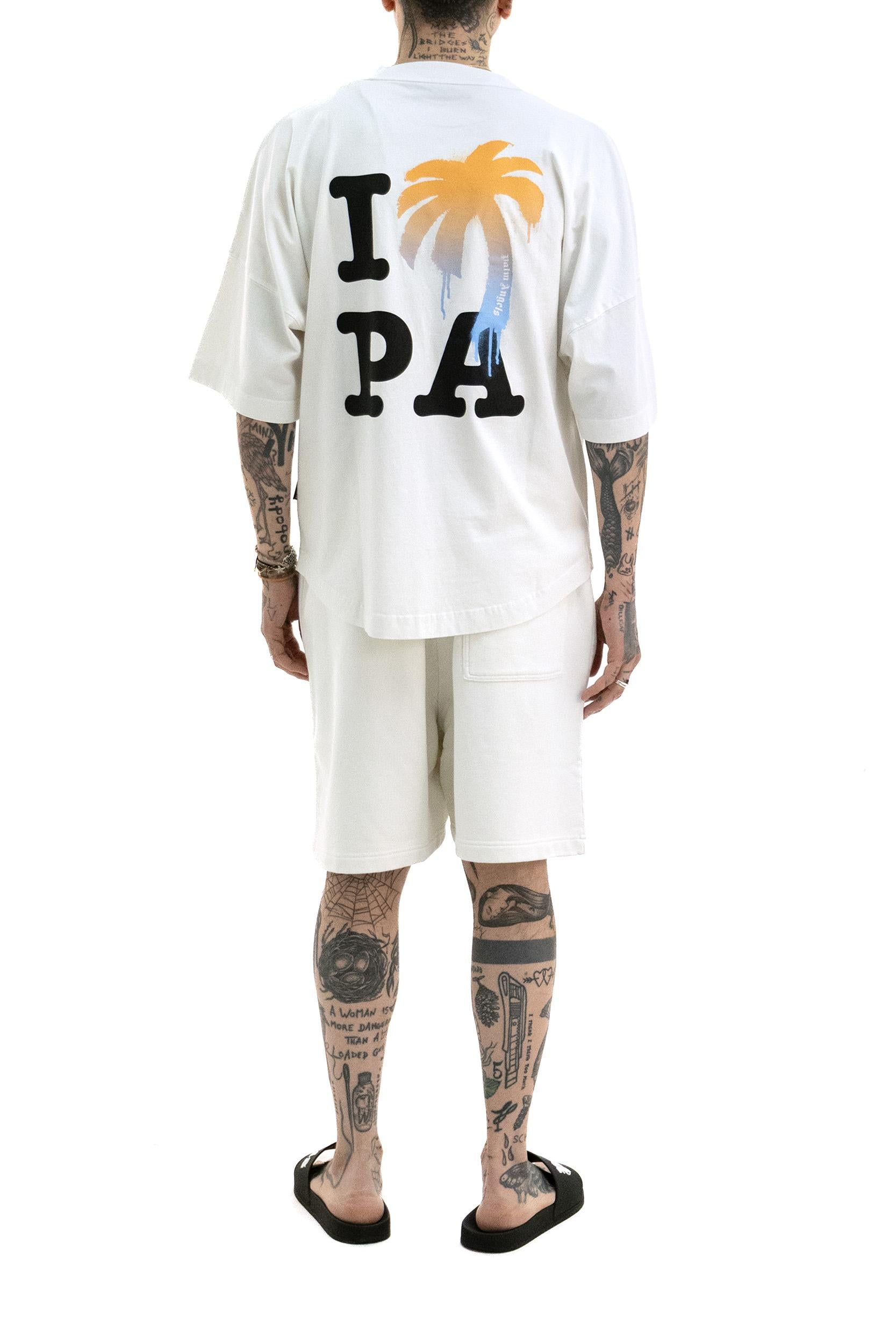 T-shirt in cotone di colore bianco<BR/> PMAA10BS26JER003 0310 PALM ANGELS 