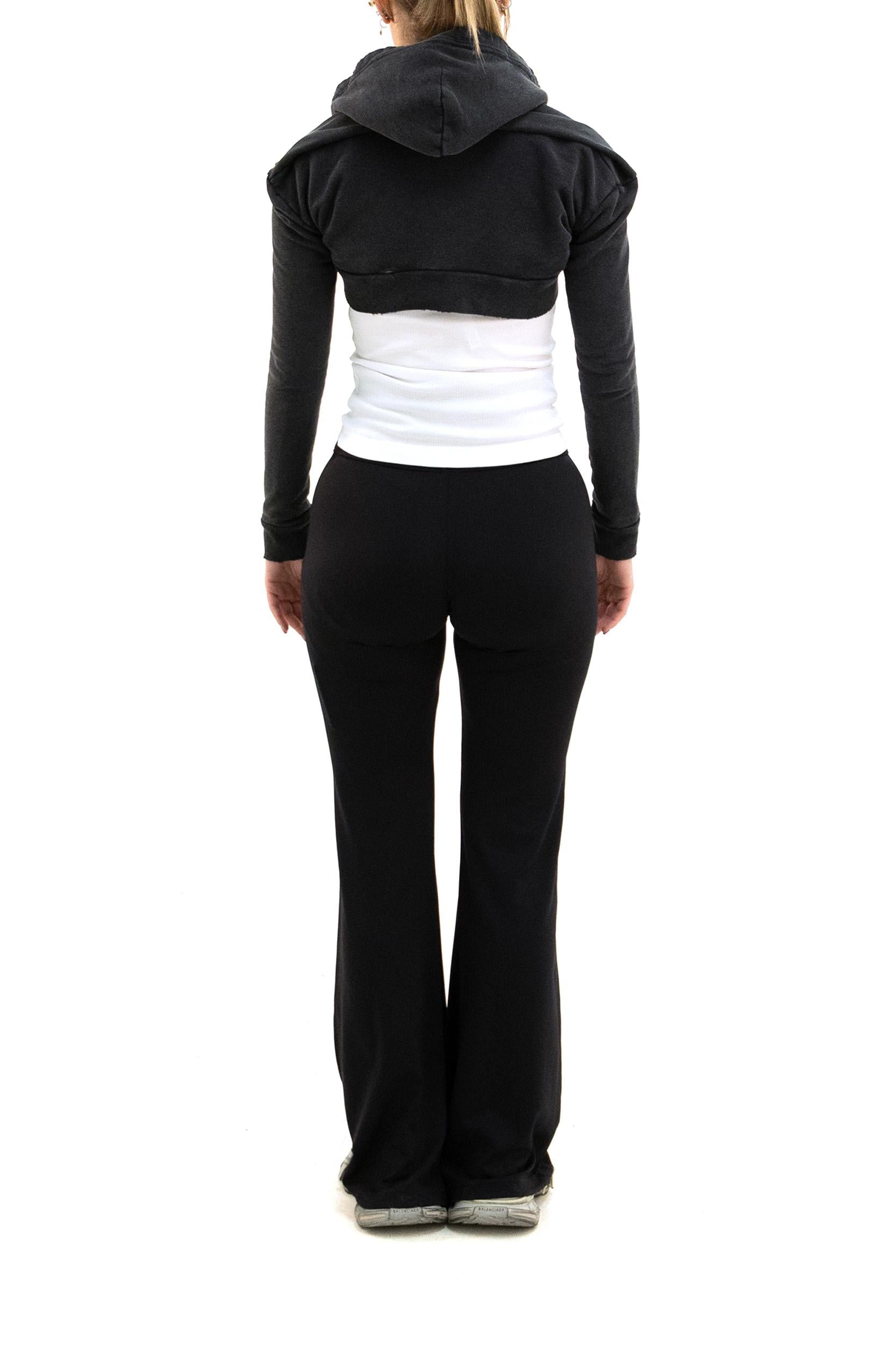 Felpa crop in jersey di cotone di colore nero<BR/> 858128 TTVN3 1041 BALENCIAGA