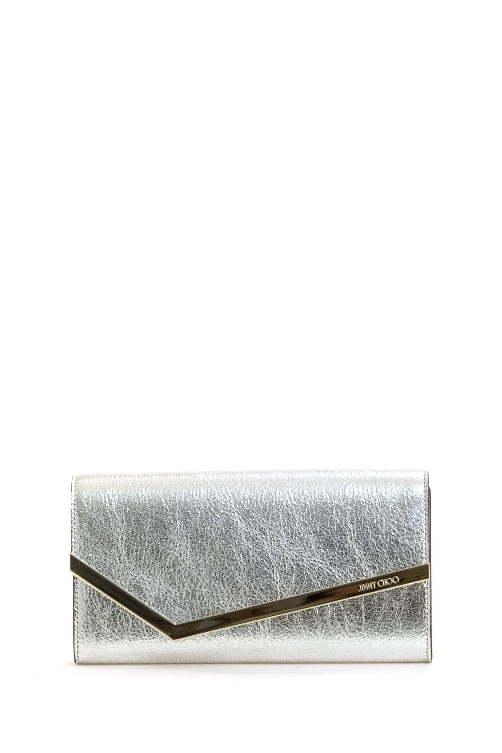 Clutch Emmie in pelle glitterata color champagne EMMIE GLE CHAMPAGNE JIMMY CHOO 