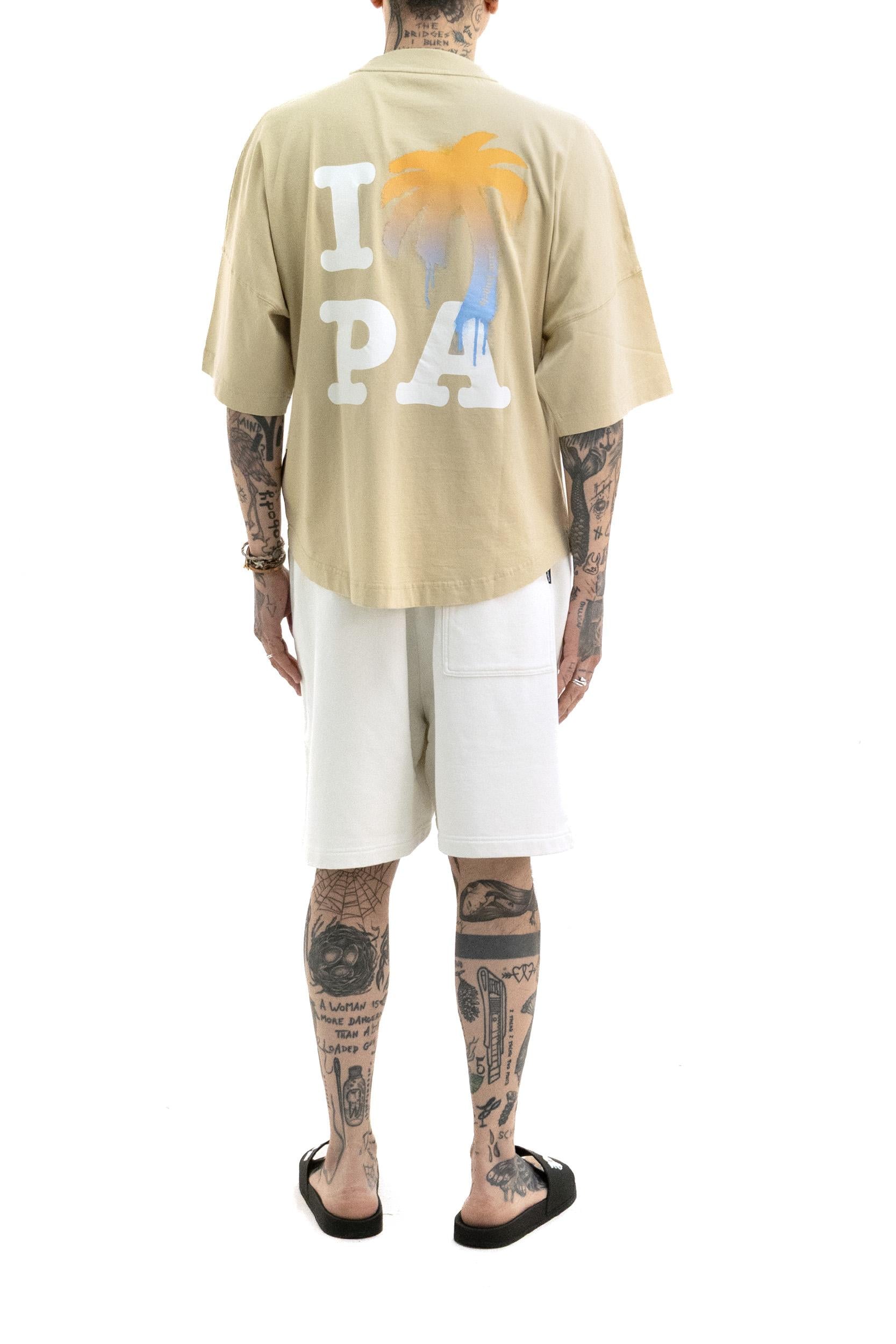 T-shirt in cotone di colore beige<BR/> PMAA10BS26JER003 6101 PALM ANGELS 