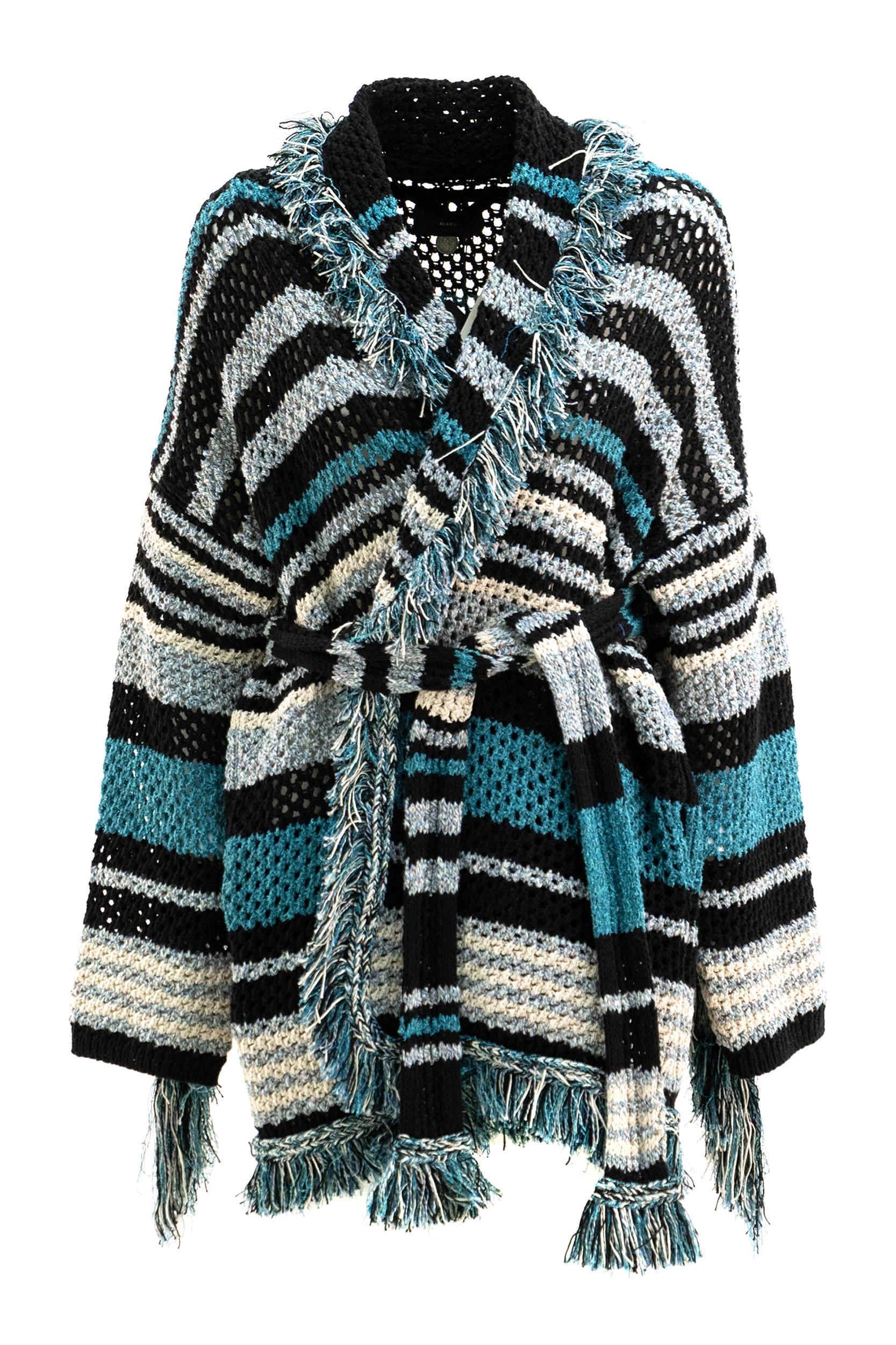 Cardigan a Righe in Cotone<BR/> LWHB064R26KNI012 1084 ALANUI 
