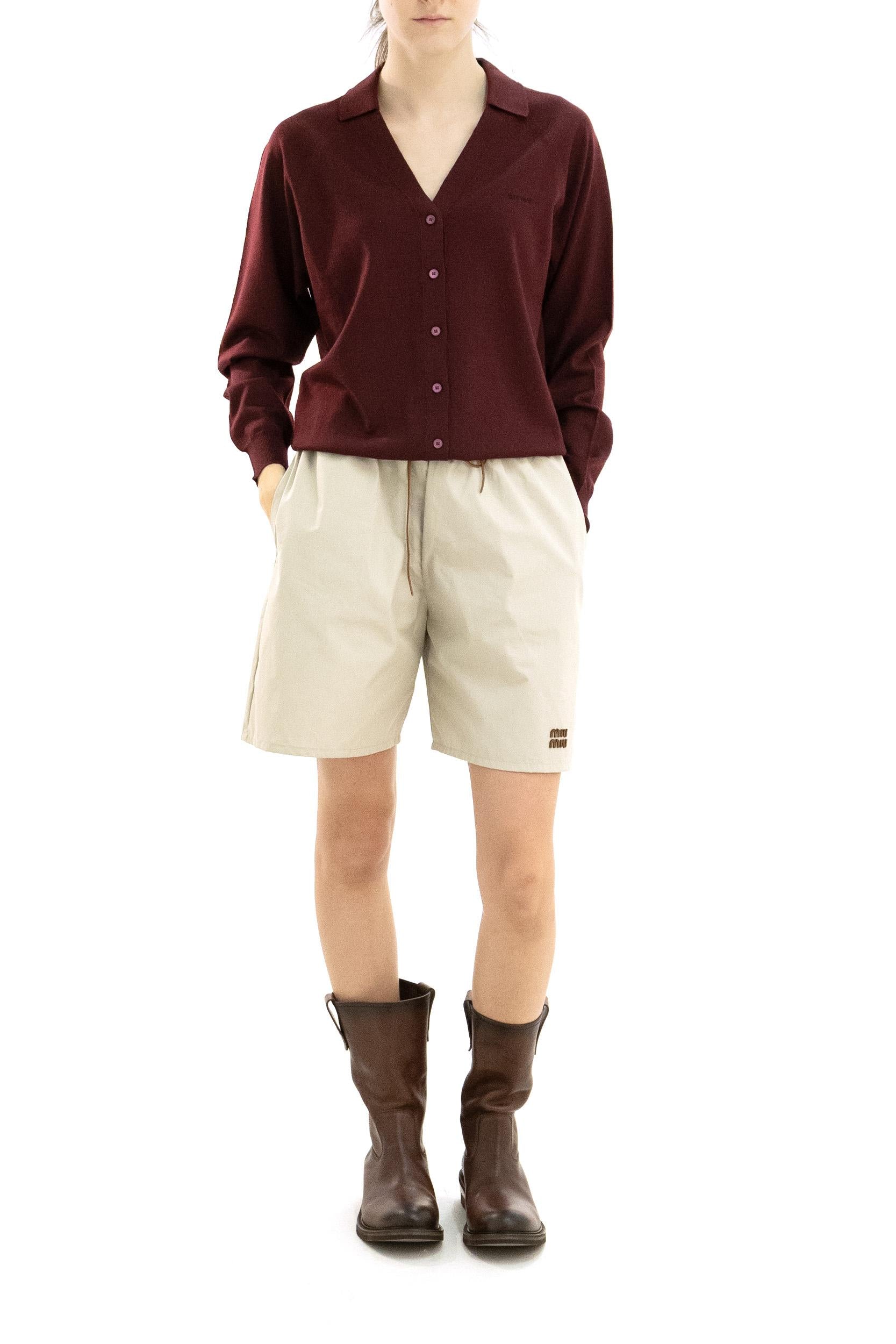 Cardigan in lana color bordeaux<BR/> MMF02Z S OOO 16WJ F0869 MIU MIU 