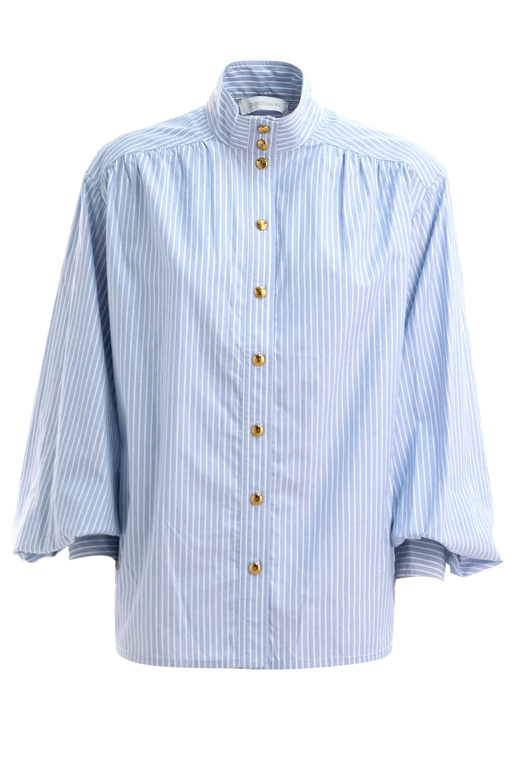 Blusa Utility a Righe Cotone Azzurro<BR/> 6150TF25R STRIPE ZIMMERMANN 