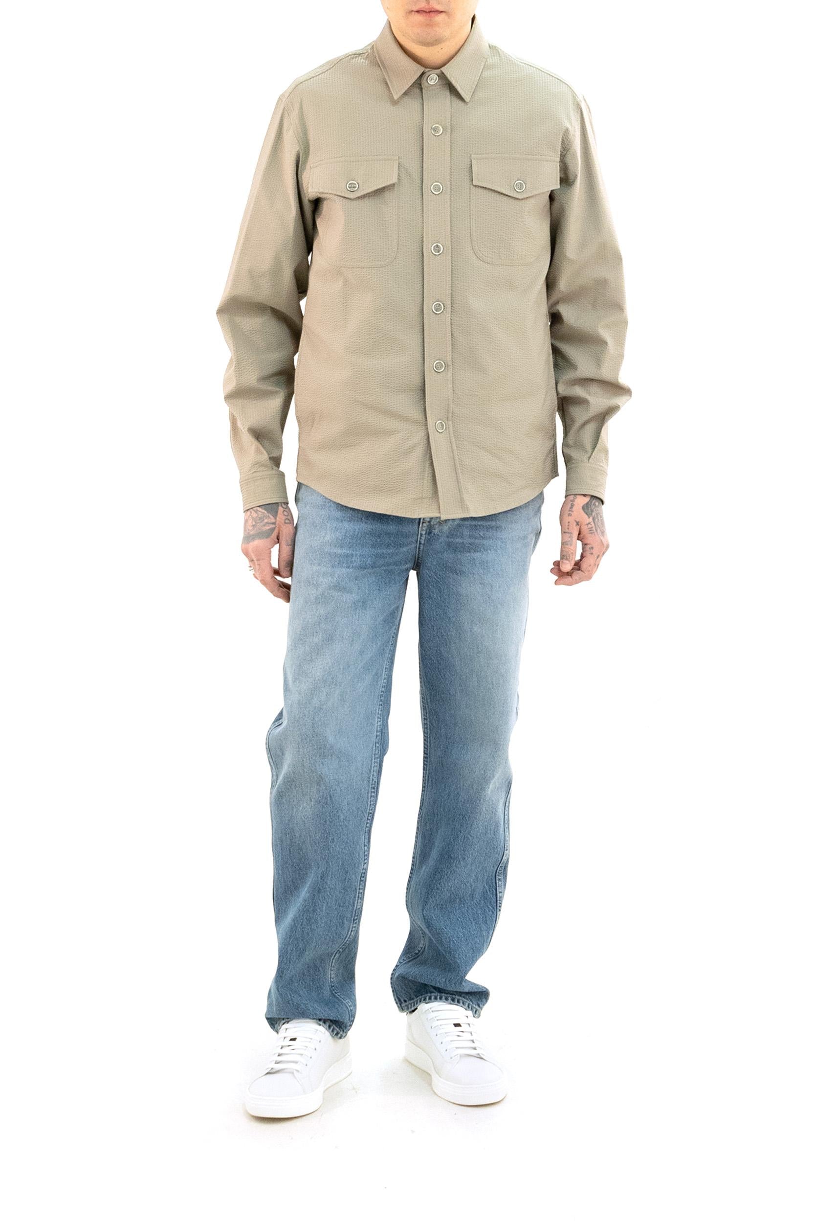 Camicia in seersucker di colore beige<BR/> S.M04.OSAKA 1722 728 CRUNA 