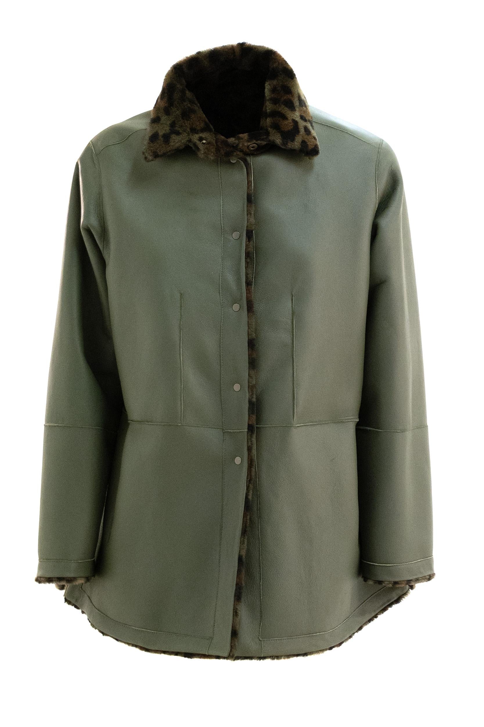 Giacca Animalier Agnello Verde<BR/> PERLA LEOPARDO MILITARY FURLING BY GIANI 