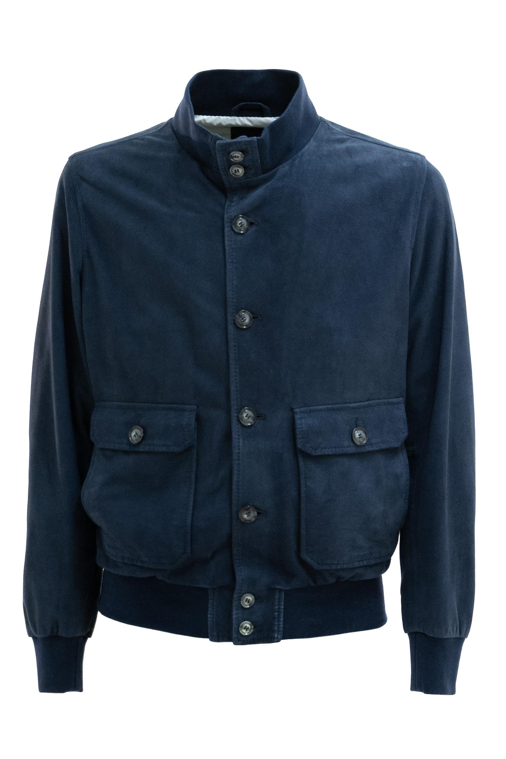 Bomber in suede di colore blu 53200 4405 0086 BARBA 