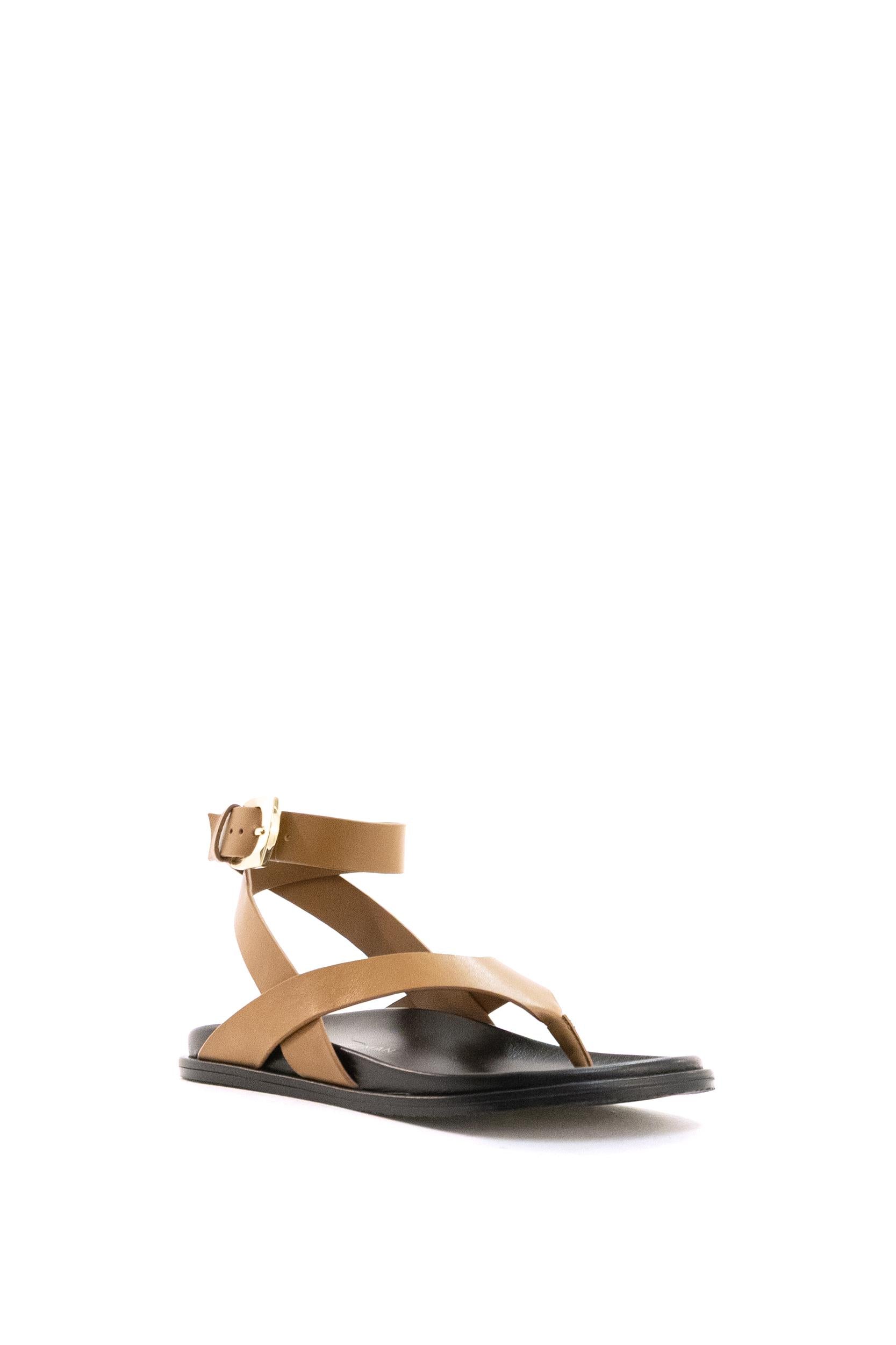 Sandali infradito Marykate in pelle di colore marrone<BR/> MARYKATE SANDAL TAN STUART WEITZMAN 