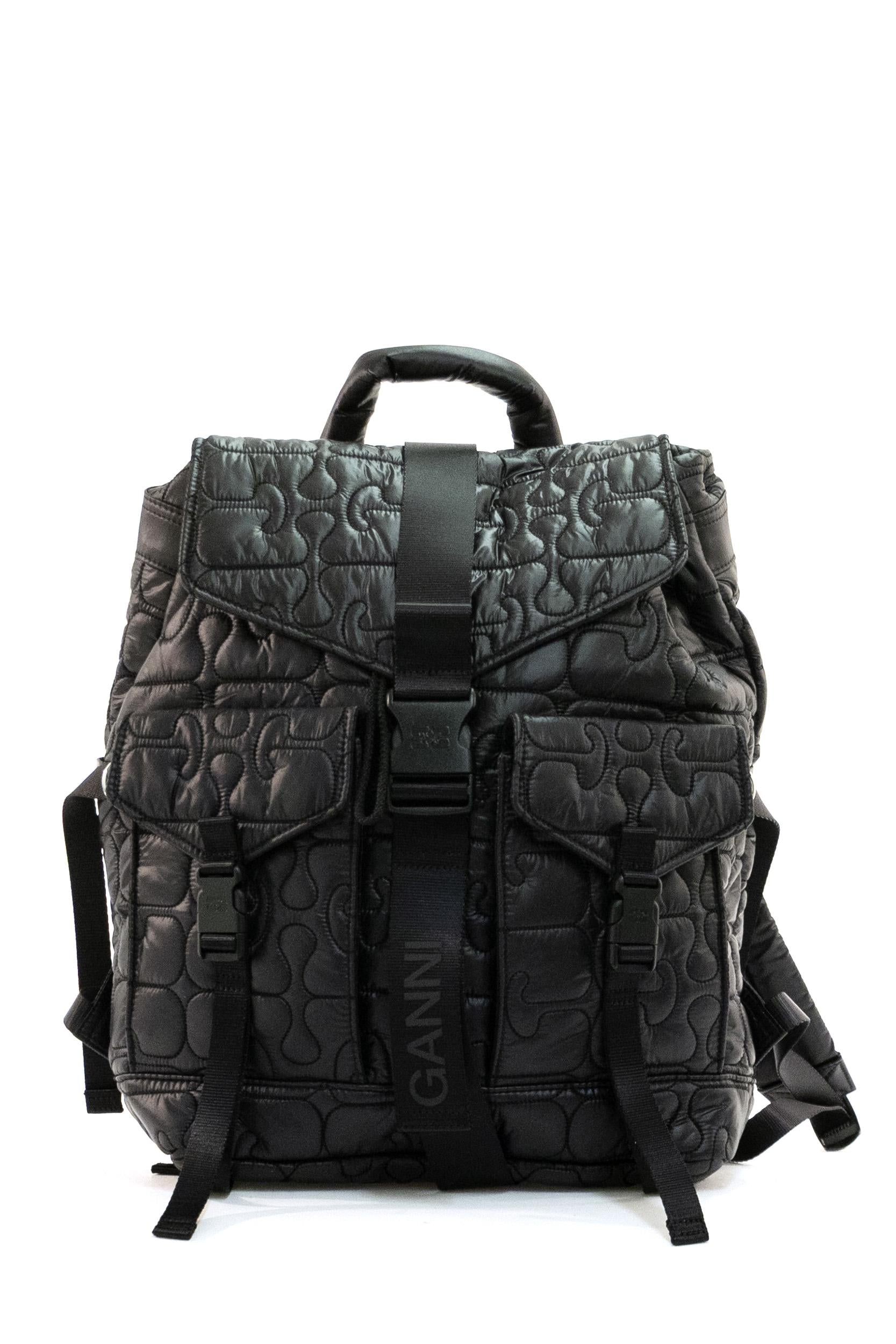 Zaino in tessuto tecnico di colore nero<BR/> B2080004 099 GANNI 