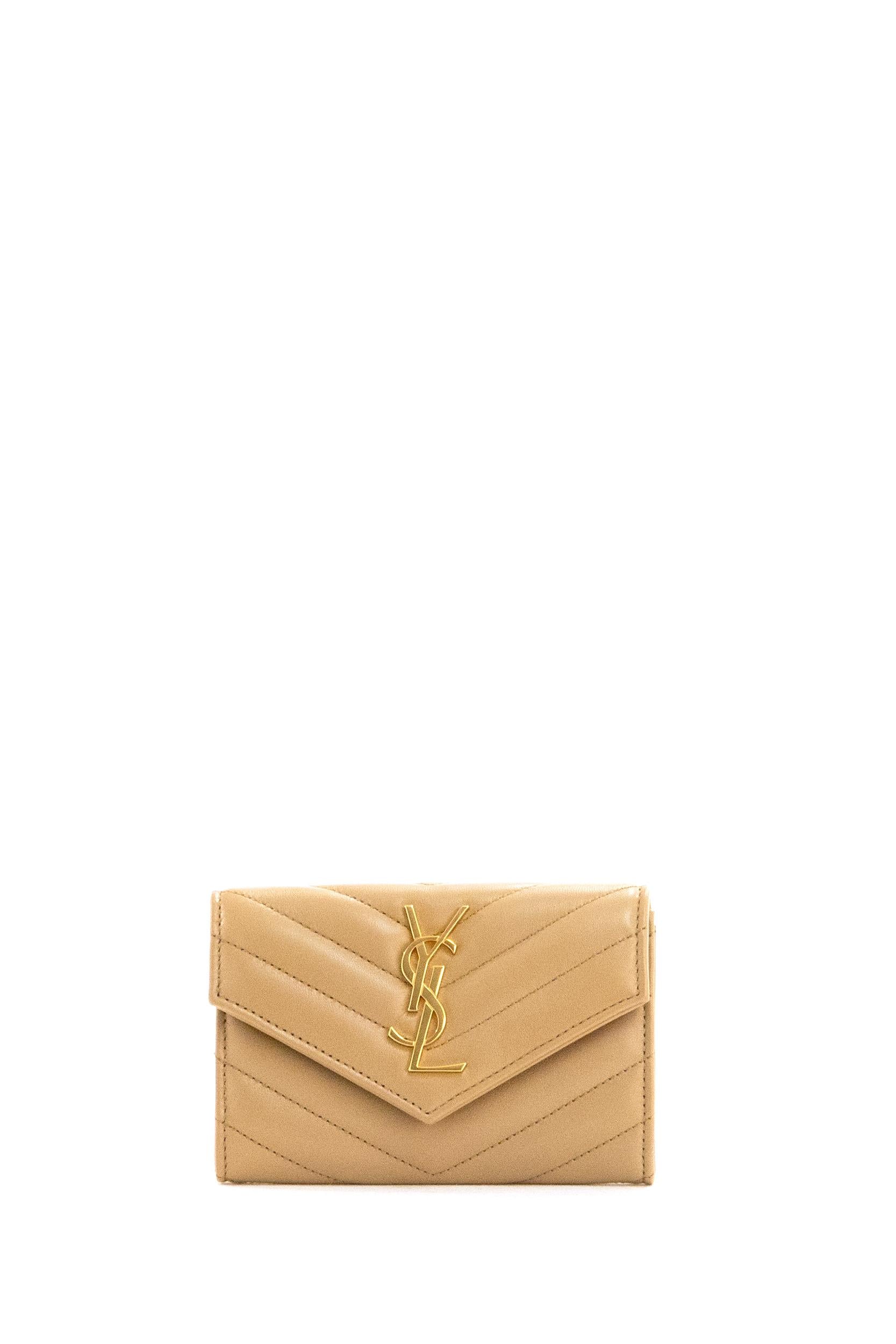 Portafoglio Cassandre in pelle matelassé color rosa cipria <BR/> 414404 AAA44 2357 SAINT LAURENT 