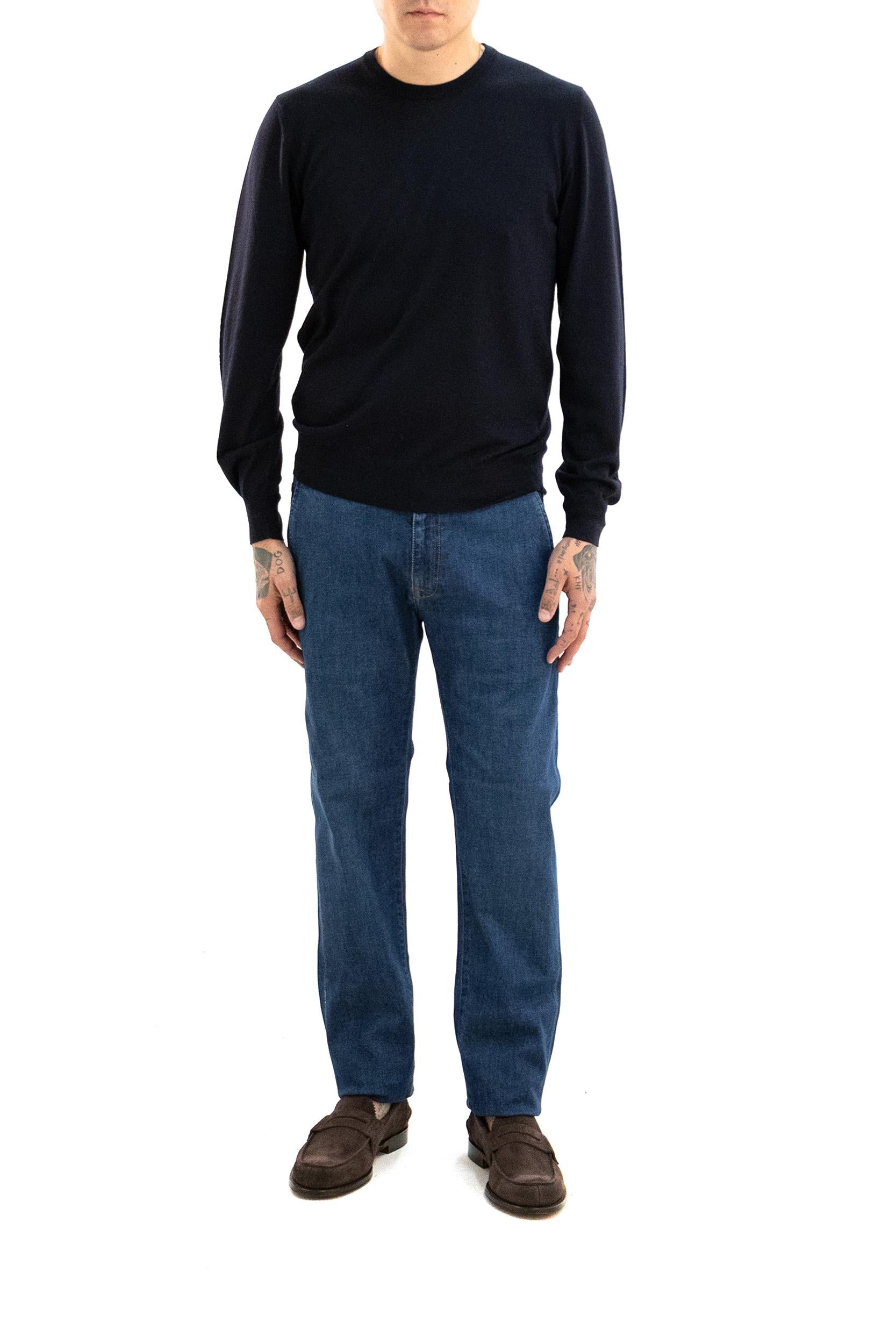 Pullover in Lana Blu<BR/> WH01 9905 MAUREL 