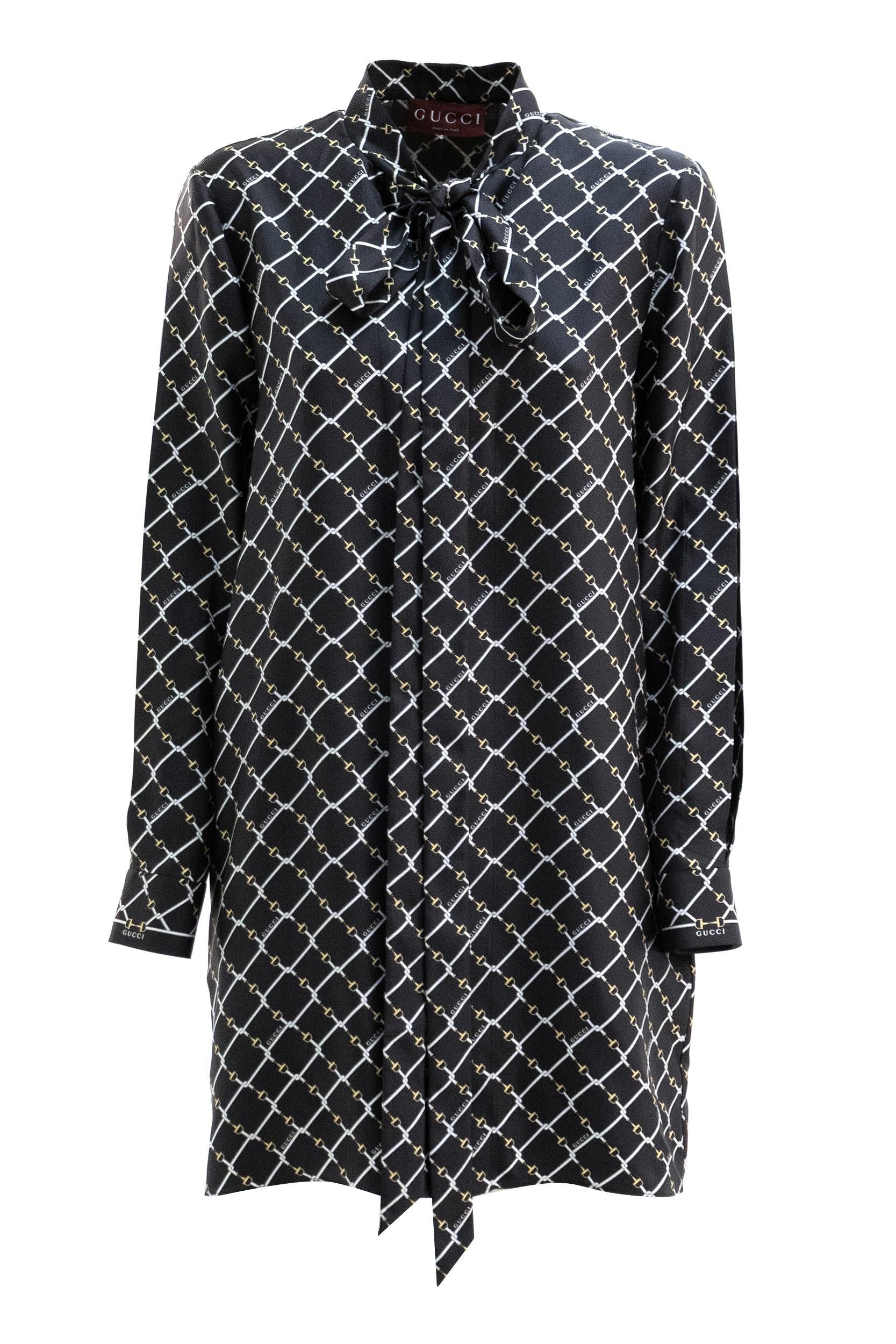 Abito mini in twill di seta di colore nero <BR/> 853056 ZAUM1 1173 GUCCI 