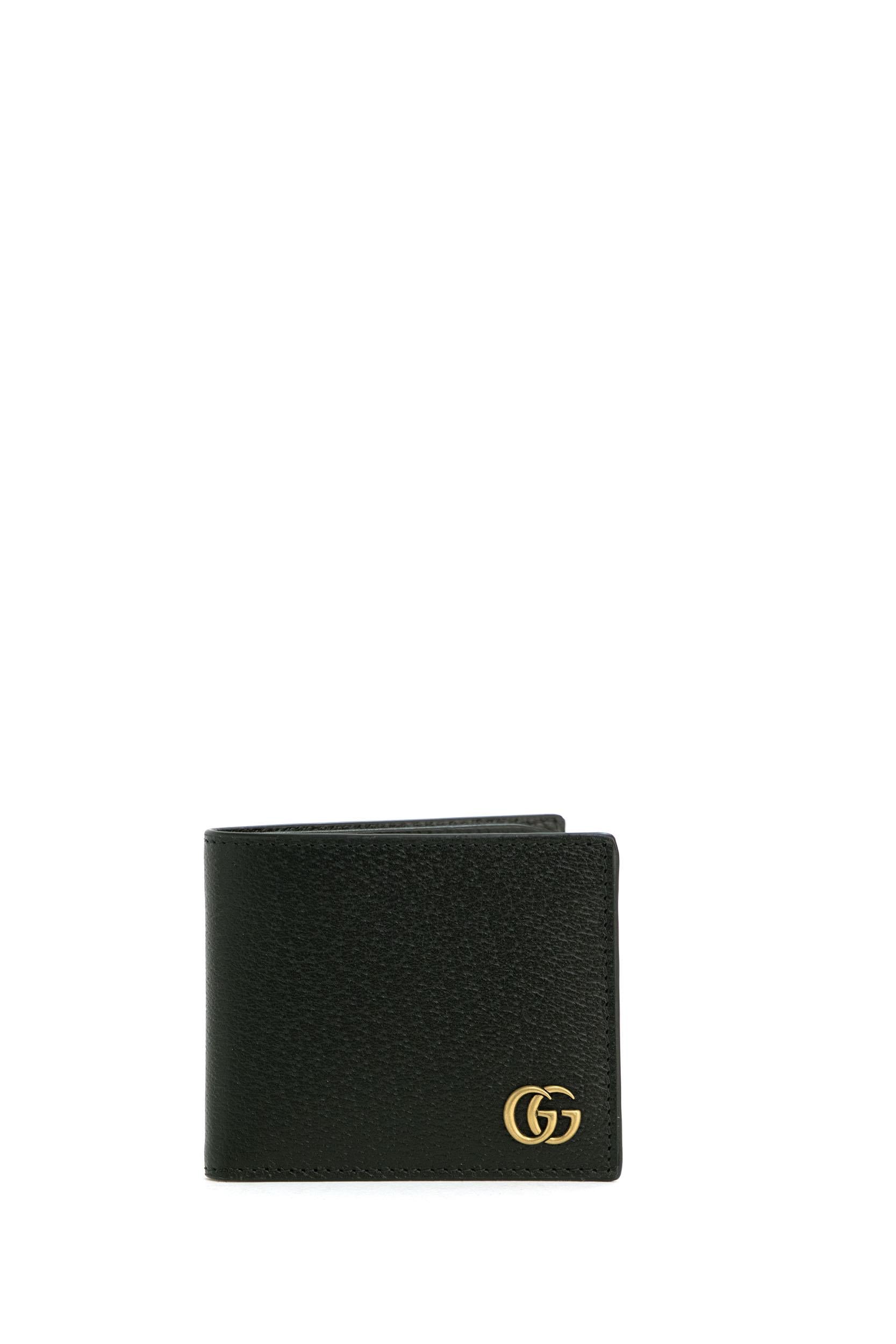 Portafoglio GG Marmont in pelle martellata nera<BR/> 428726 DJ20T 1000 GUCCI
