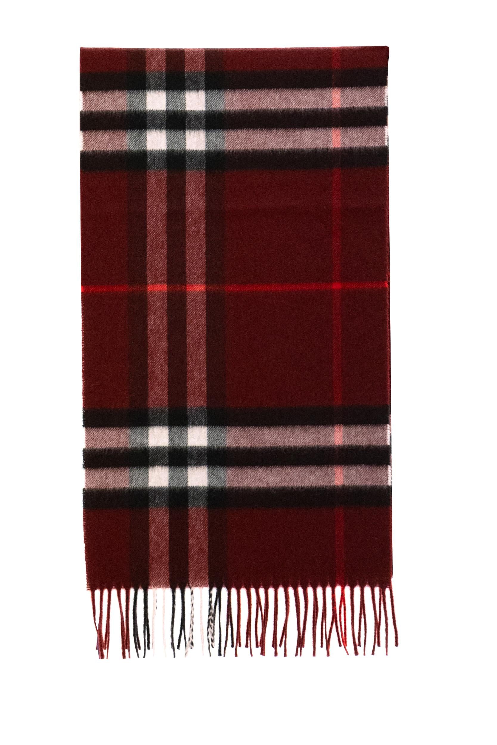 Sciarpa in cashmere Check color bordeaux<BR/> 8112639 OXBLOOD RED BURBERRY 
