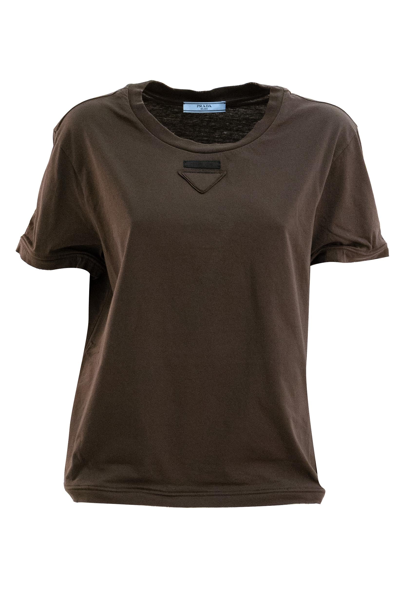 T-shirt Prada in jersey marrone 3569B S OOO 12ZB F0324 PRADA