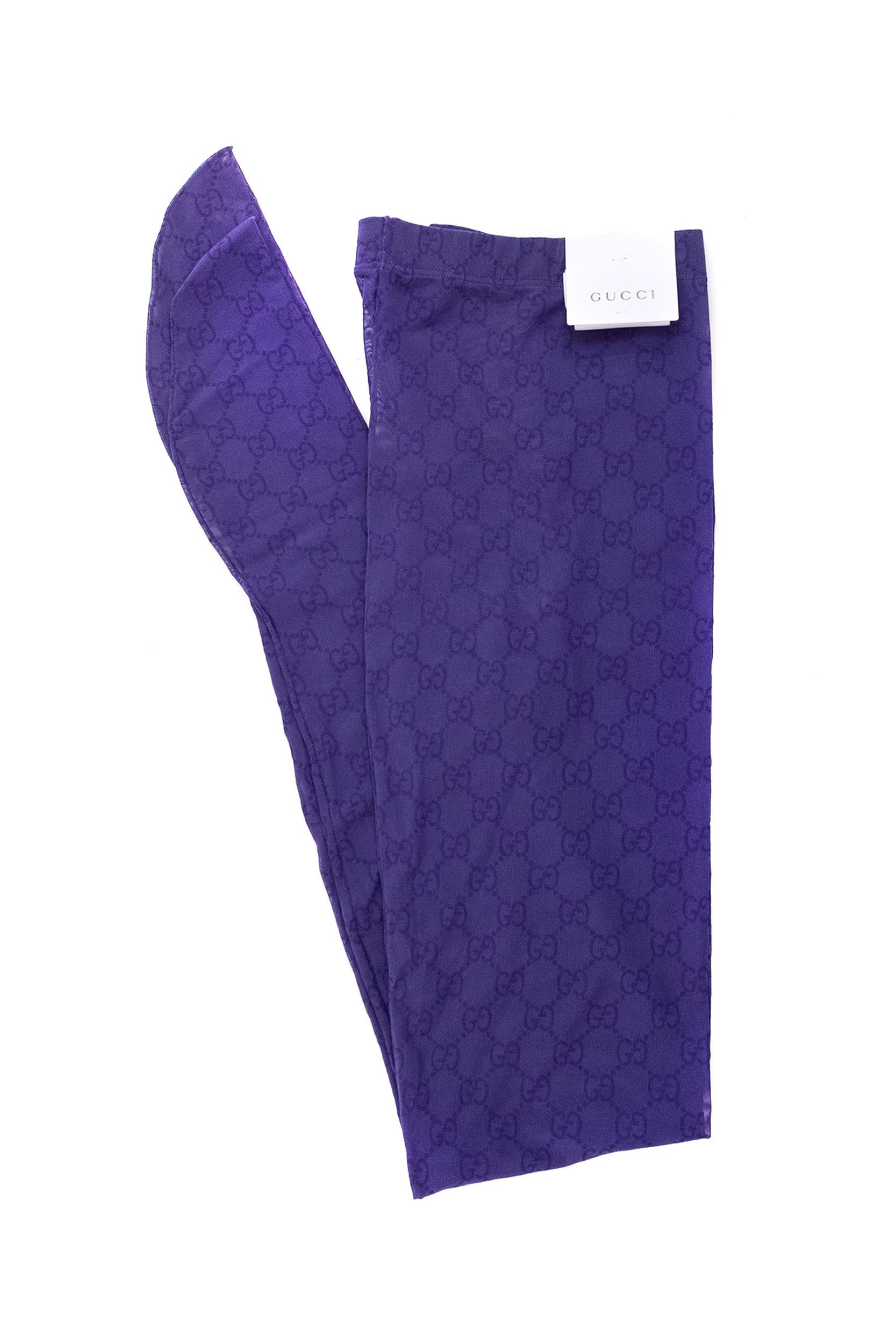 Collant in nylon stretch stampato color viola<BR/> 849720 3GAN9 5200 GUCCI 