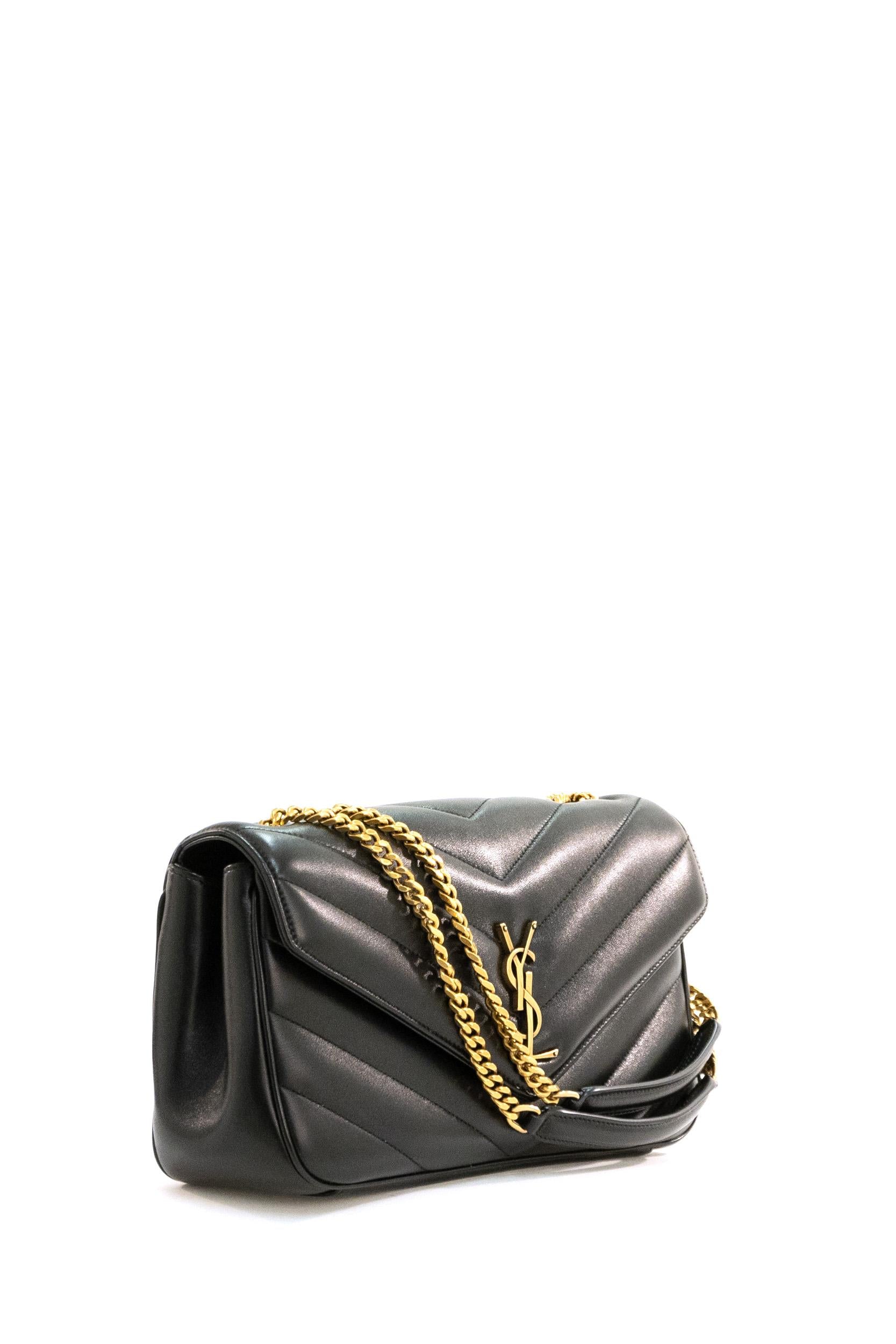 Borsa Loulou Media in nappa matelassè color nero <BR/> 801439 AAEAX 1000 SAINT LAURENT 