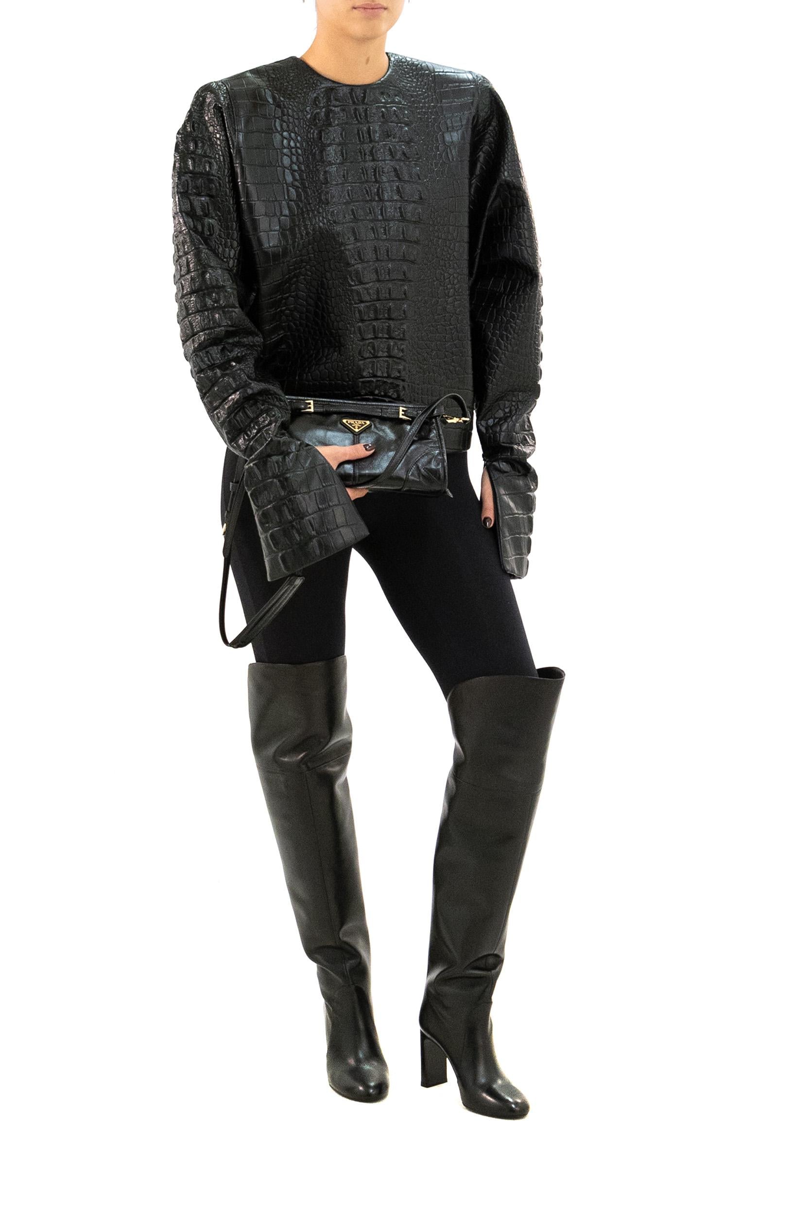 Blusa in ecopelle stampa cocco color nero<BR/> FF0ARA50XL49 0PA BALMAIN 