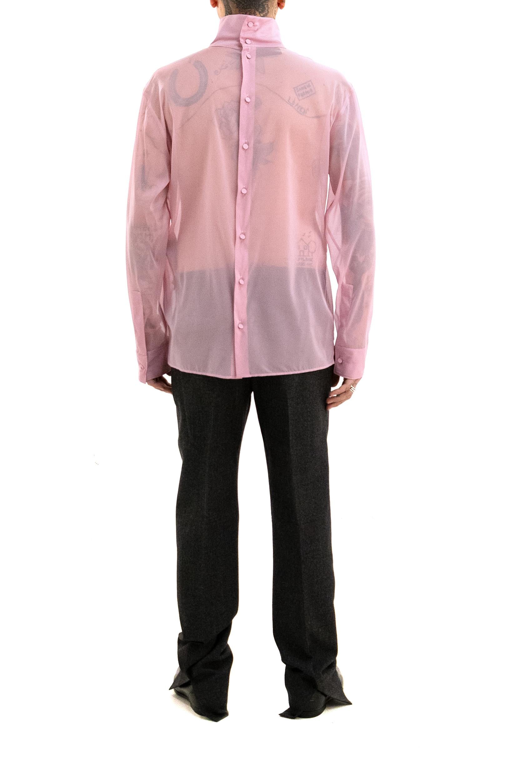 Camicia in chiffon di seta stretch color rosa<BR/> 850332 ZAPE4 5274 GUCCI 