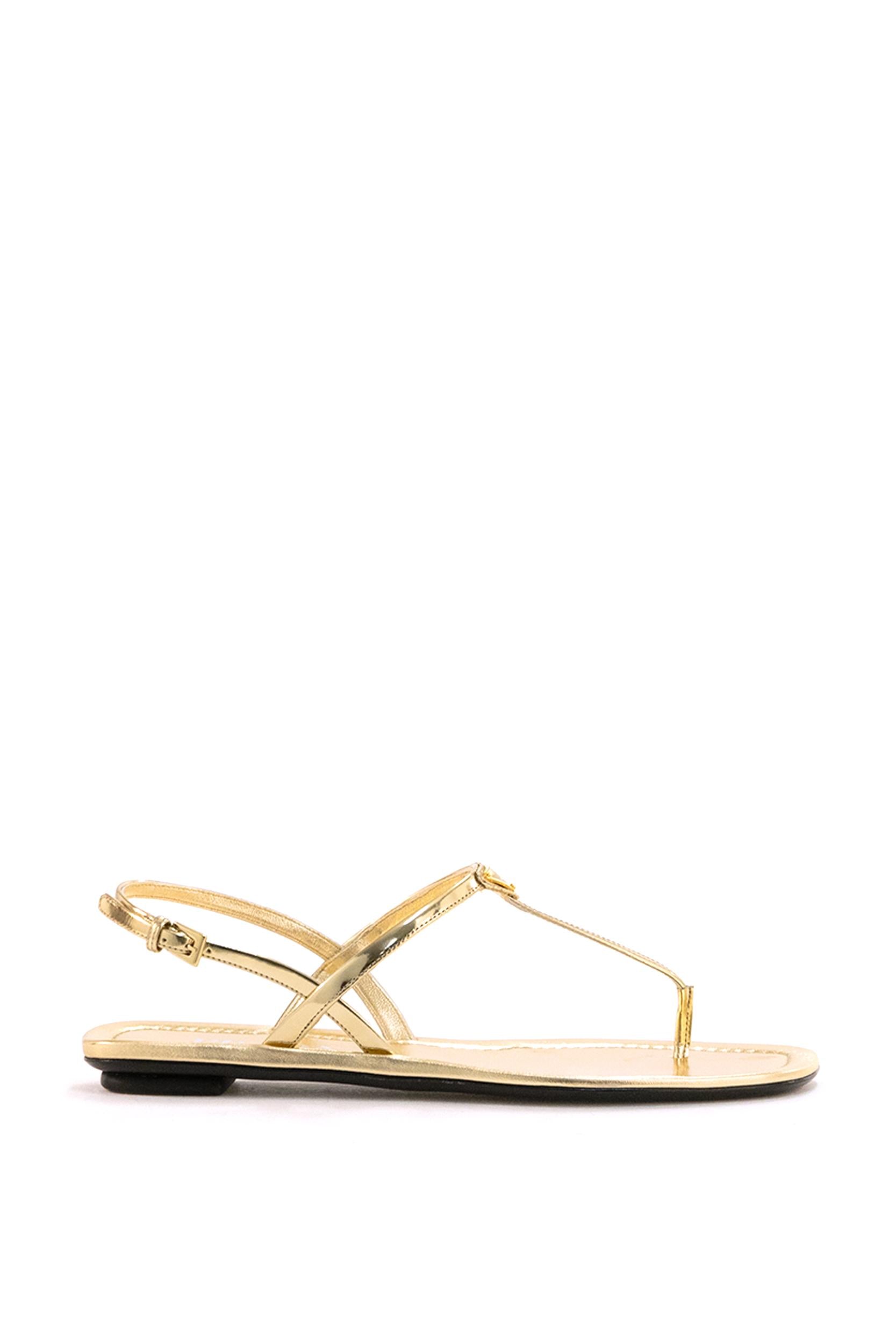 Sandali infradito in pelle verniciata color platino<BR/> 1Y395O F 005 3AU1 F0522 PRADA 