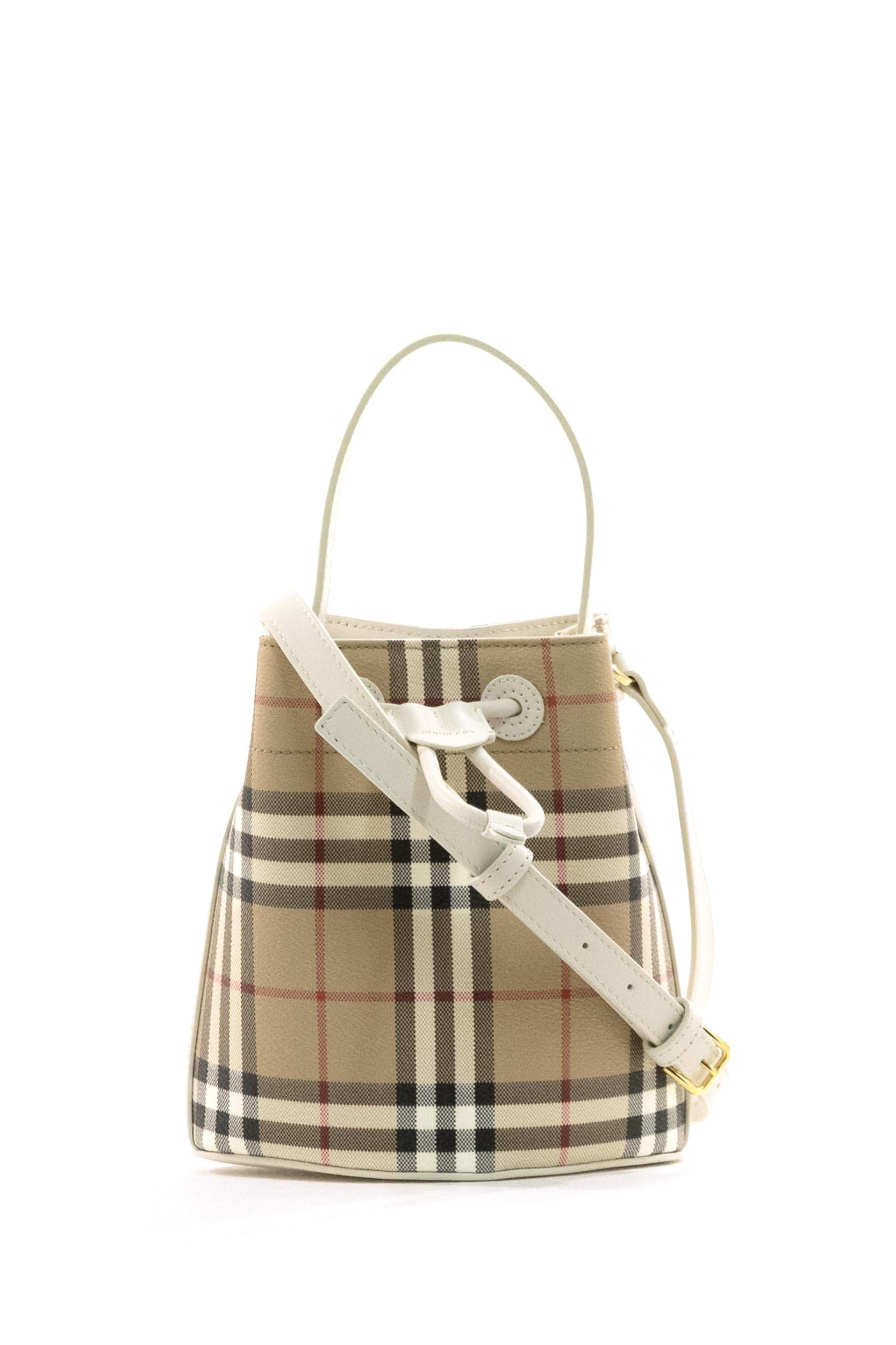 Mini Check Bucket Bag in Tessuto<BR/> 8125133 SOAP BURBERRY 