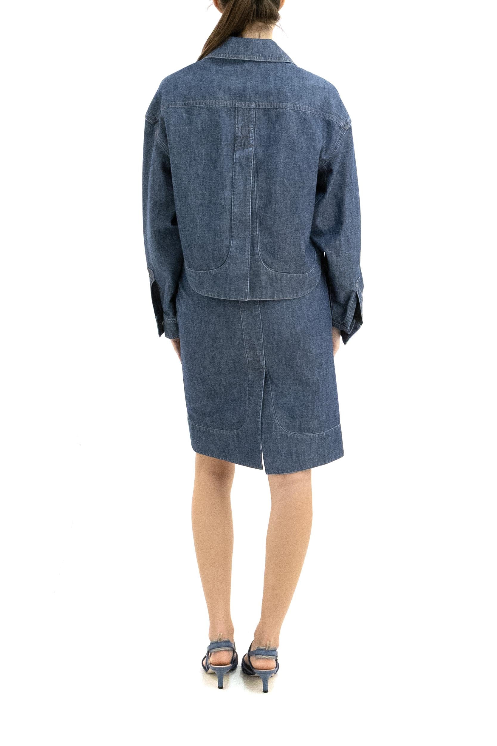 Gonna in chambray di colore blu<BR/> FLQ609 AW8H F0QB0 FENDI 