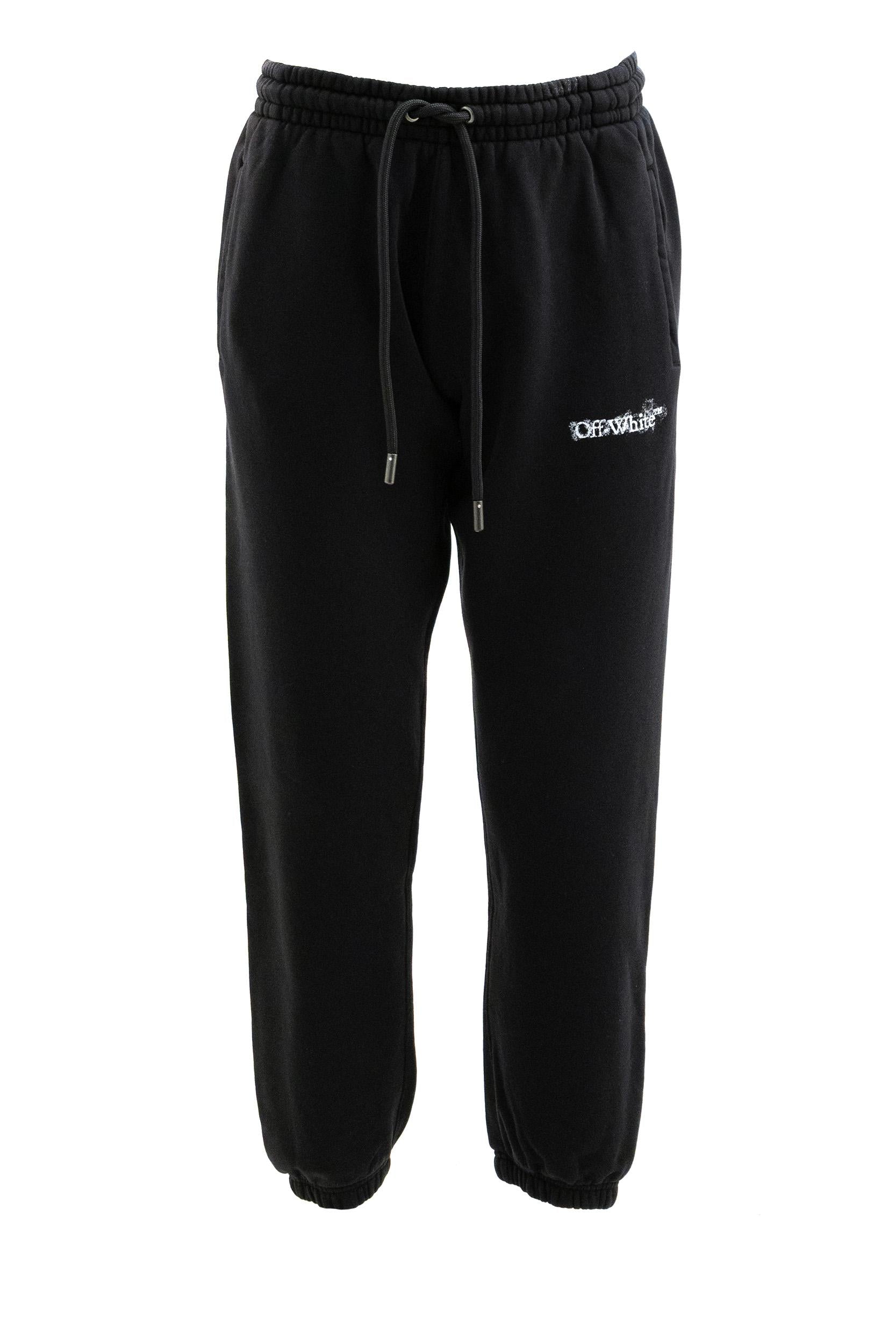 Pantaloni jogging in cotone di colore nero<BR/> 44MCH057S26F003001 BLACK OFF WHITE 