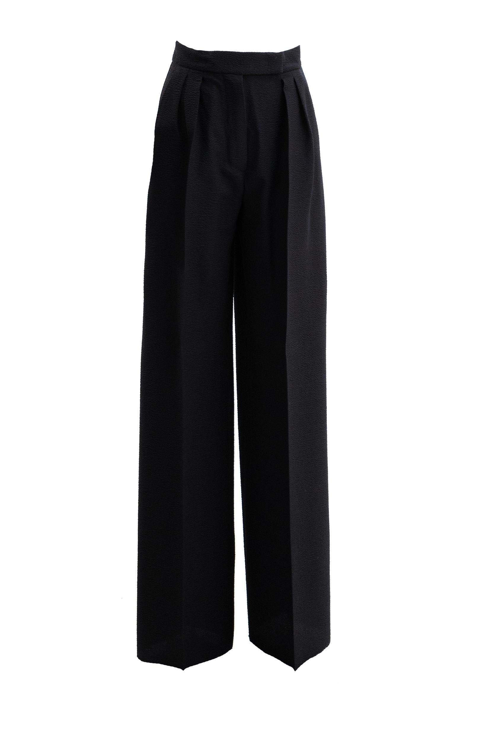 Pantaloni  in seersucker di mista lana di colore blu<BR/> MXMSECOLO 001 MAX MARA 