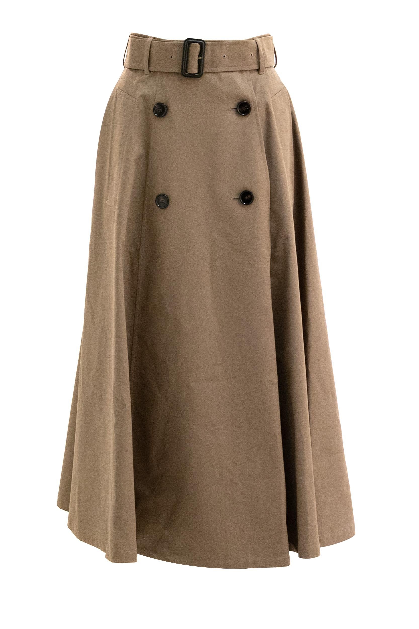 Gonna midi Brenda in gabardine di cotone color fango<BR/> 8113541 CLAY BROWN BURBERRY 