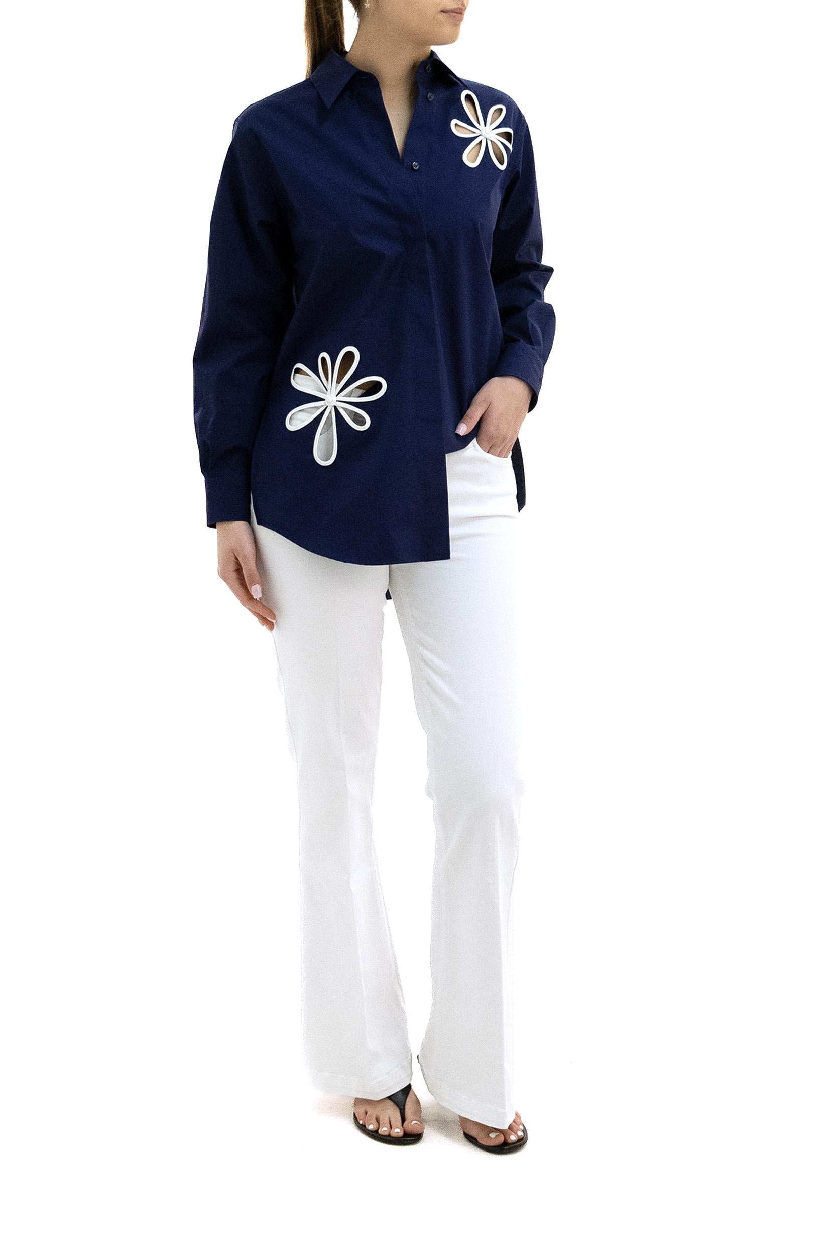 Camicia in popeline color blu scuro<BR/> FS8355 AW7V F1W0A FENDI 