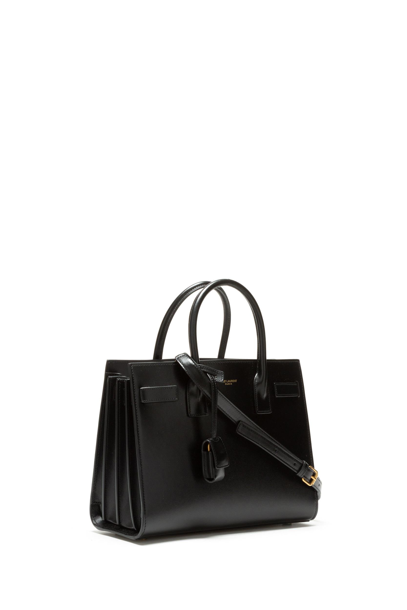 Borsa Sac De Jour in pelle lucida color nero <BR/> 421863 02G9W 1000 SAINT LAURENT 